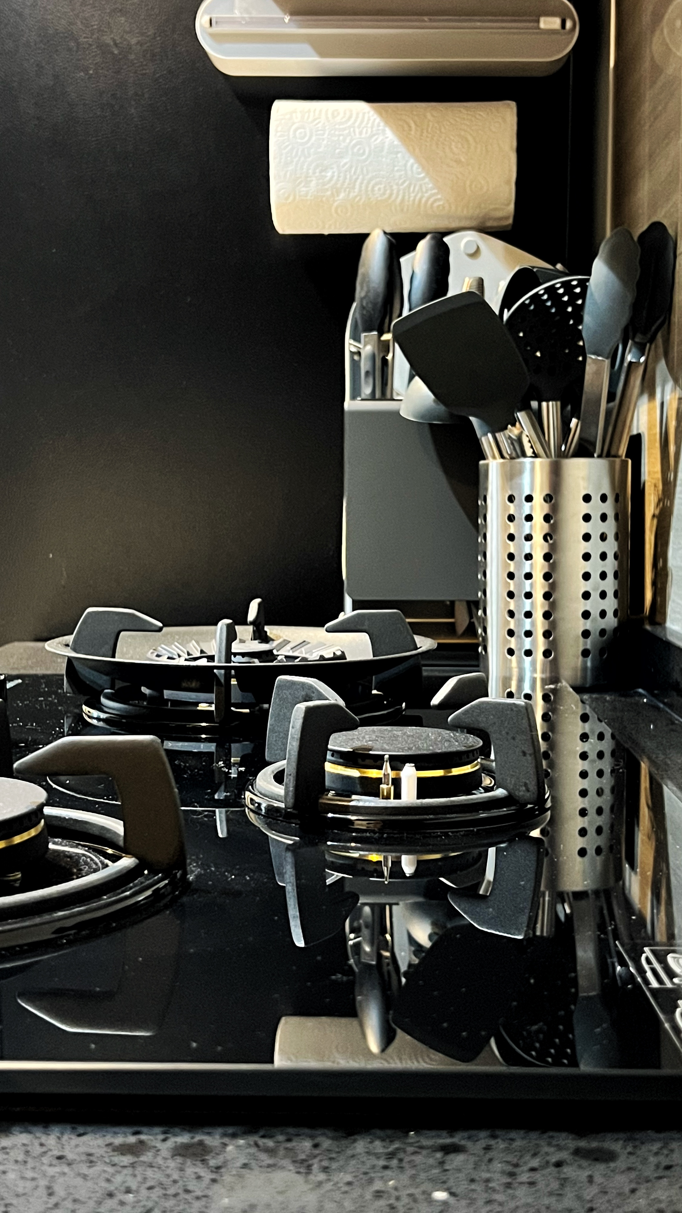 Cooking is an Adventure and This is My Launchpad! - stainless steel kitchen, black stovetop, modern kitchen utensils, black