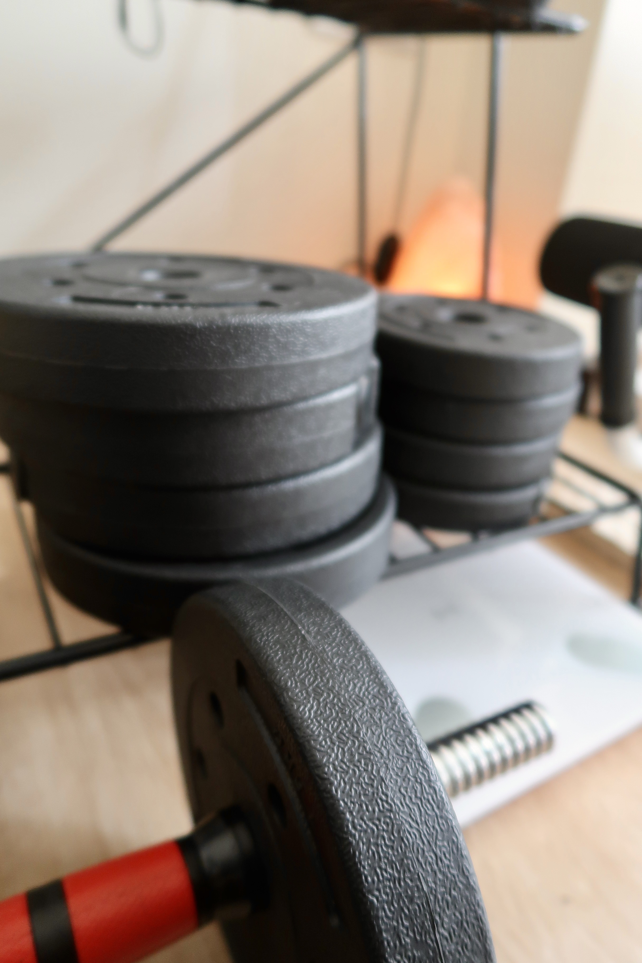 Under $1000 Home Gym: Versatile Gym Setup with Fun Colours! - Weightlifting, dumbbell stack, exercise equipment, barbell