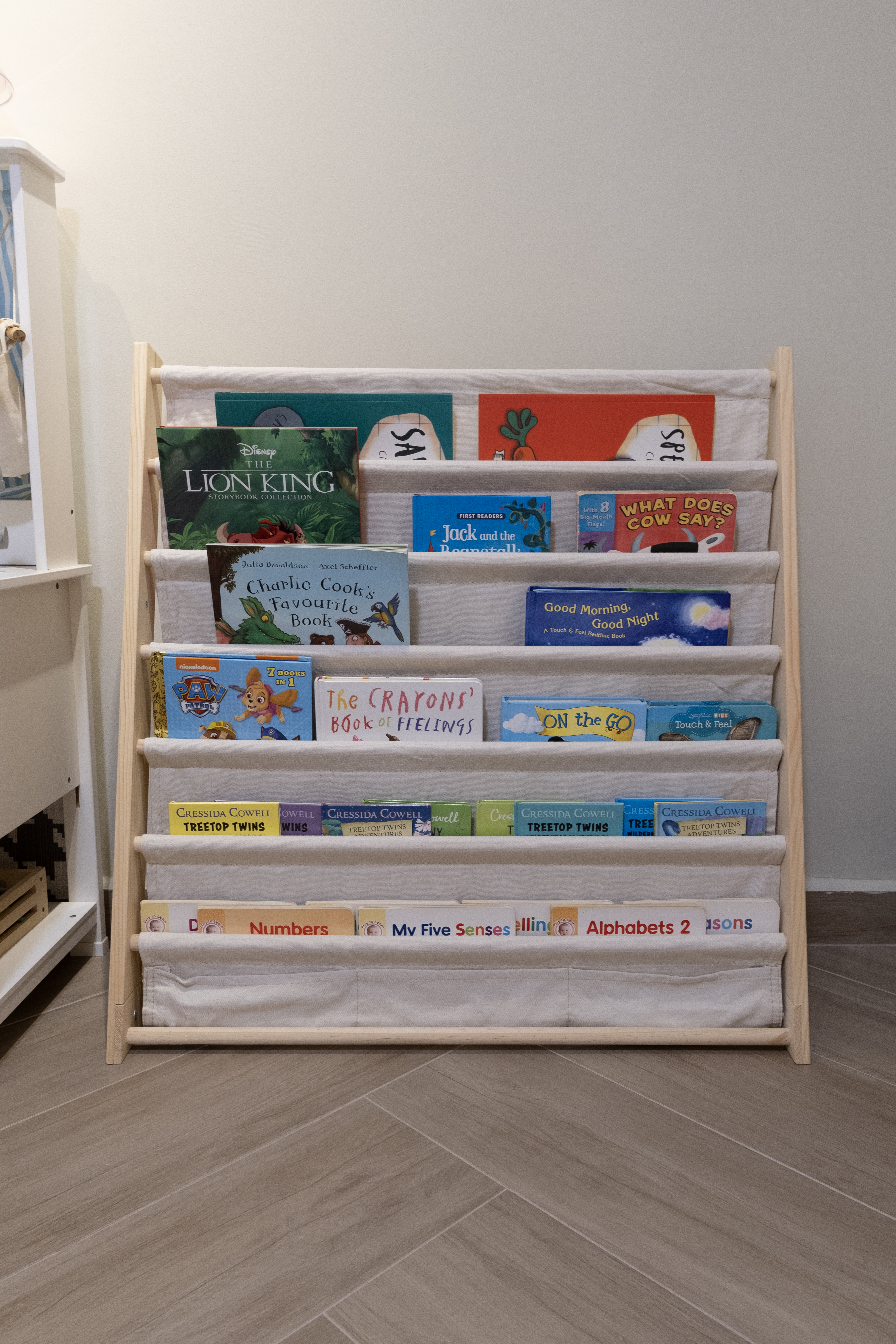 Whimsical Pastel Rainbow & Dino-Themed Kids’ Room - Children's bookshelf, children's books, educational books, reading