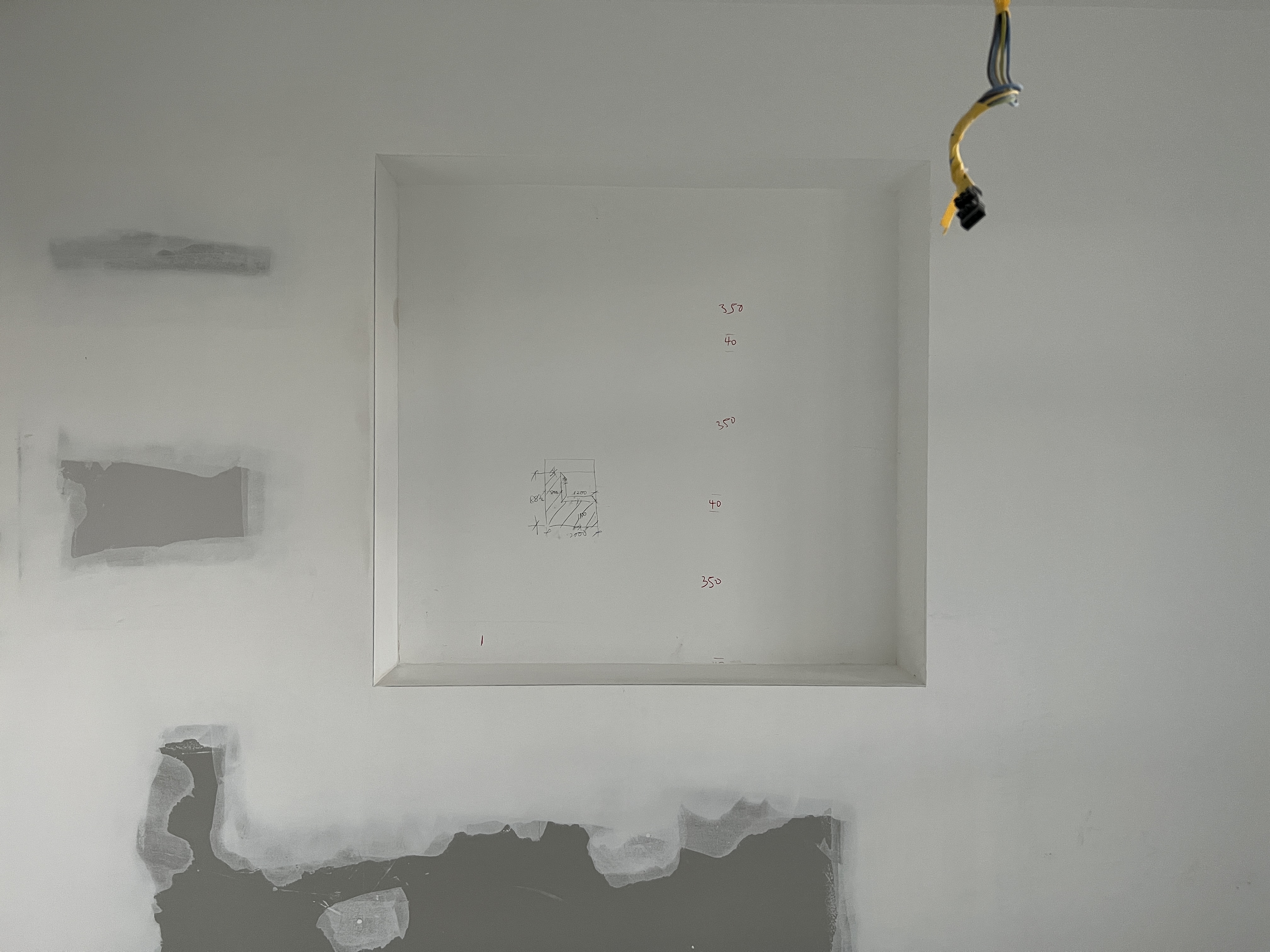 The Guest Room: A Cozy Retreat - 3D rendering, unfinished wall, construction site, renovation project, sketching, blueprint