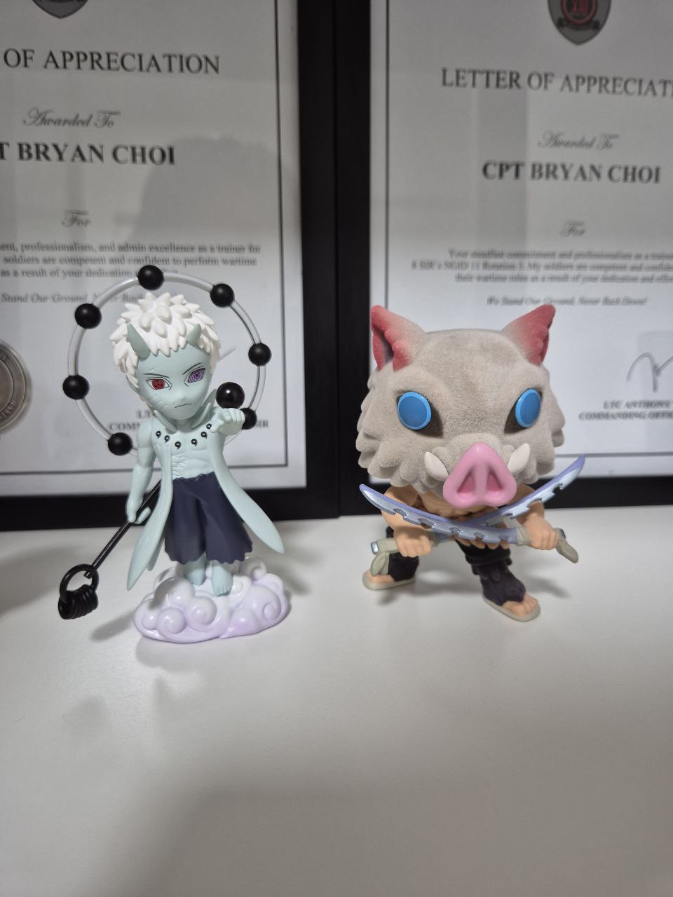 ManCave/Study Room: the room with zero carpentry - Two distinct figurines, one with blue skin and white hair, and the other