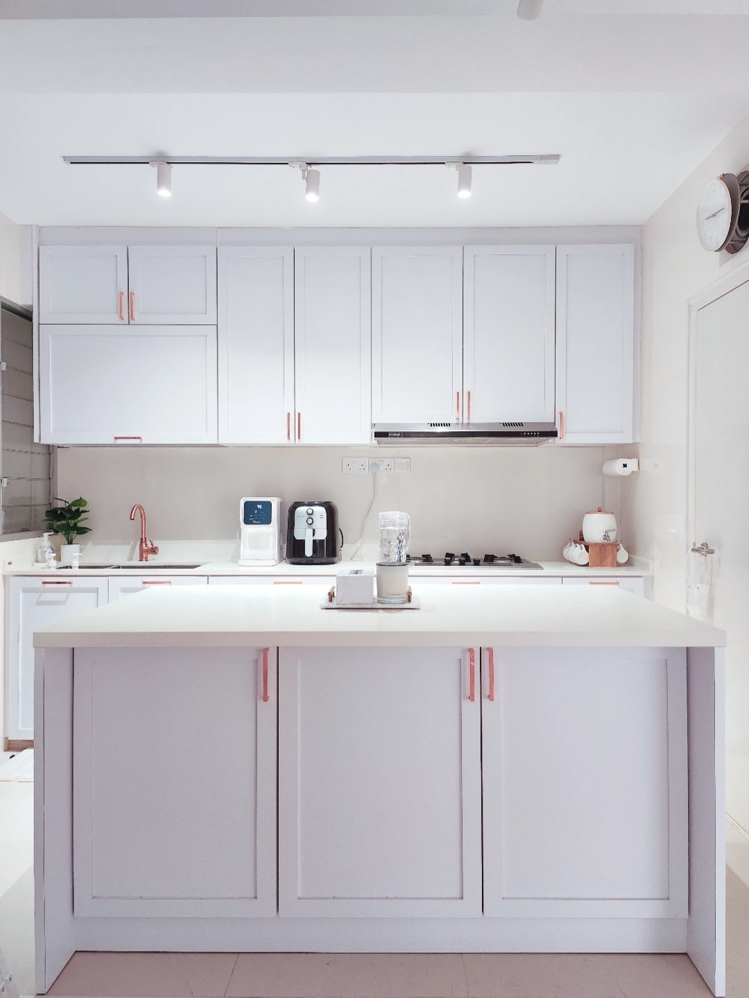 Renders Vs Reality by punggoHField - White kitchen cabinetry, modern design, minimalist style, clean lines, open shelving