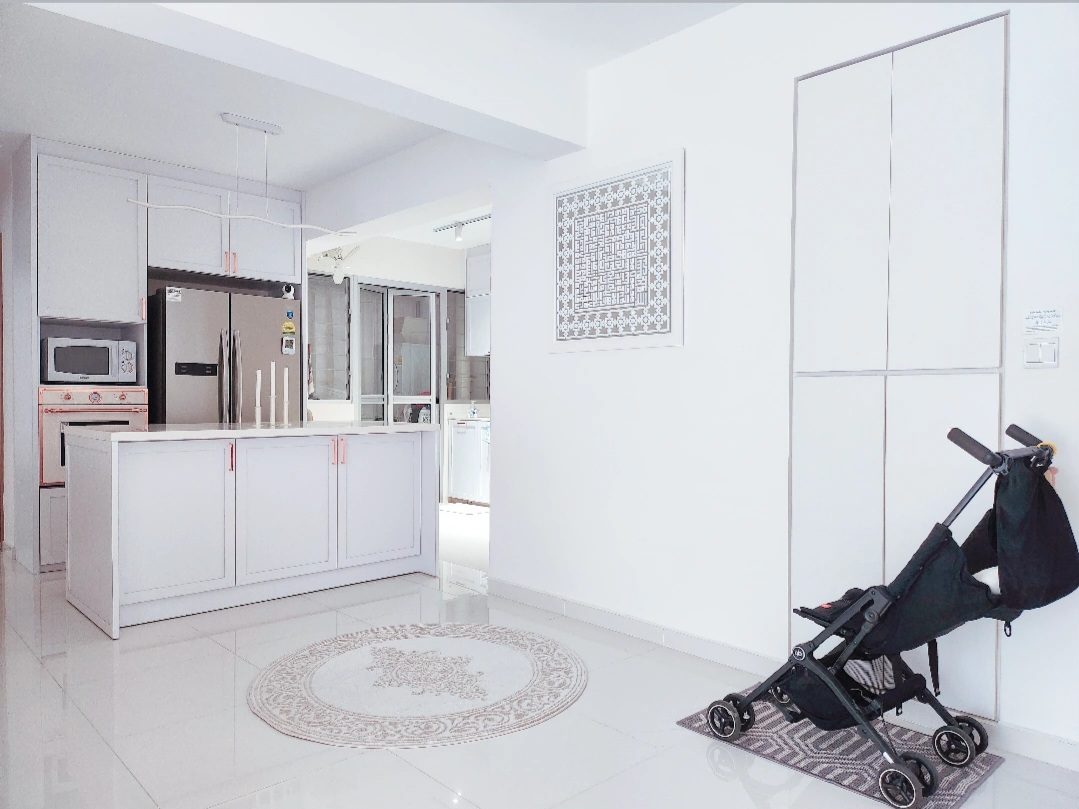 Renders Vs Reality by punggoHField - White kitchen with modern appliances, sleek cabinetry, minimalist design, open-concept