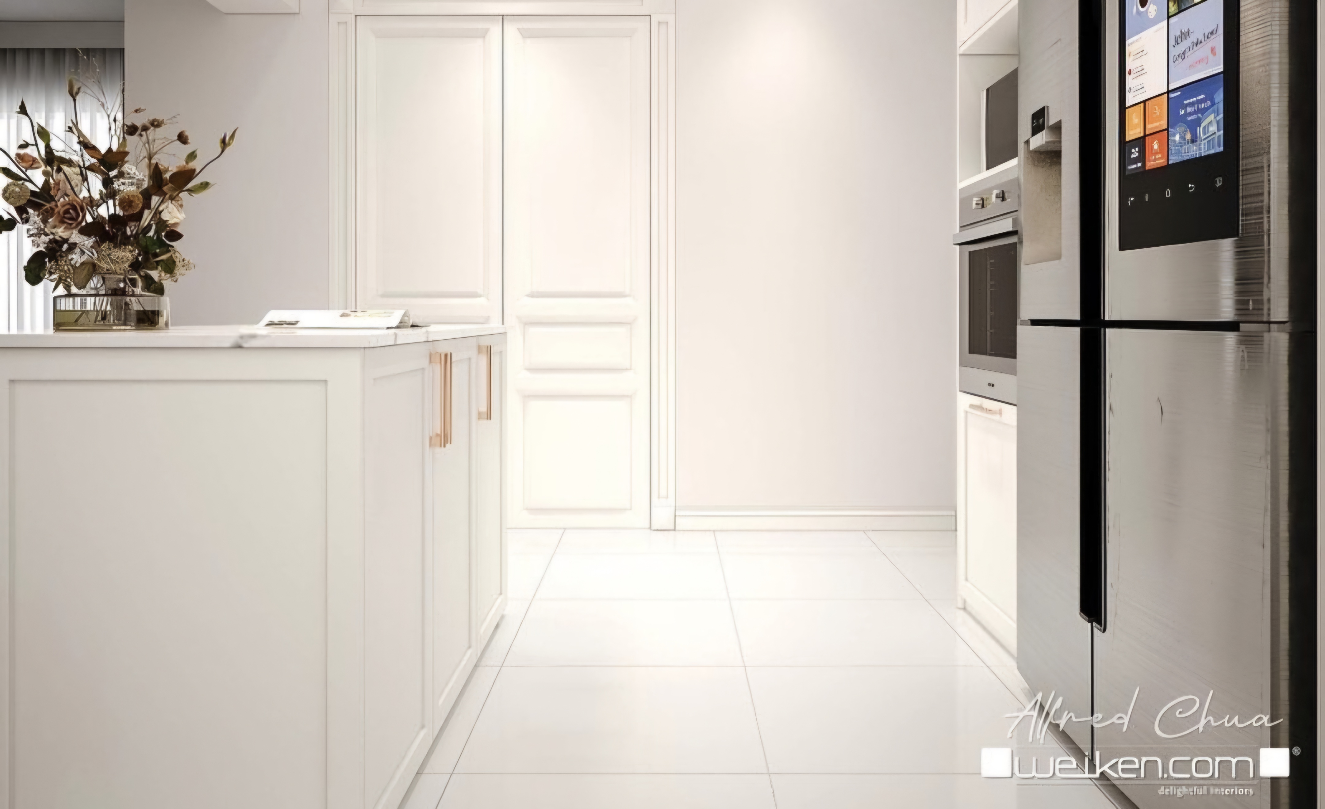 Renders Vs Reality by punggoHField - Modern kitchen with sleek stainless steel appliances, minimalist design, white
