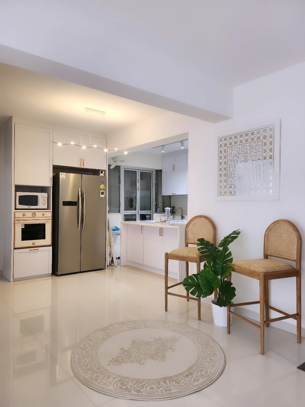 Renders Vs Reality by punggoHField - Modern kitchen with sleek appliances, stainless steel refrigerator, white cabinets