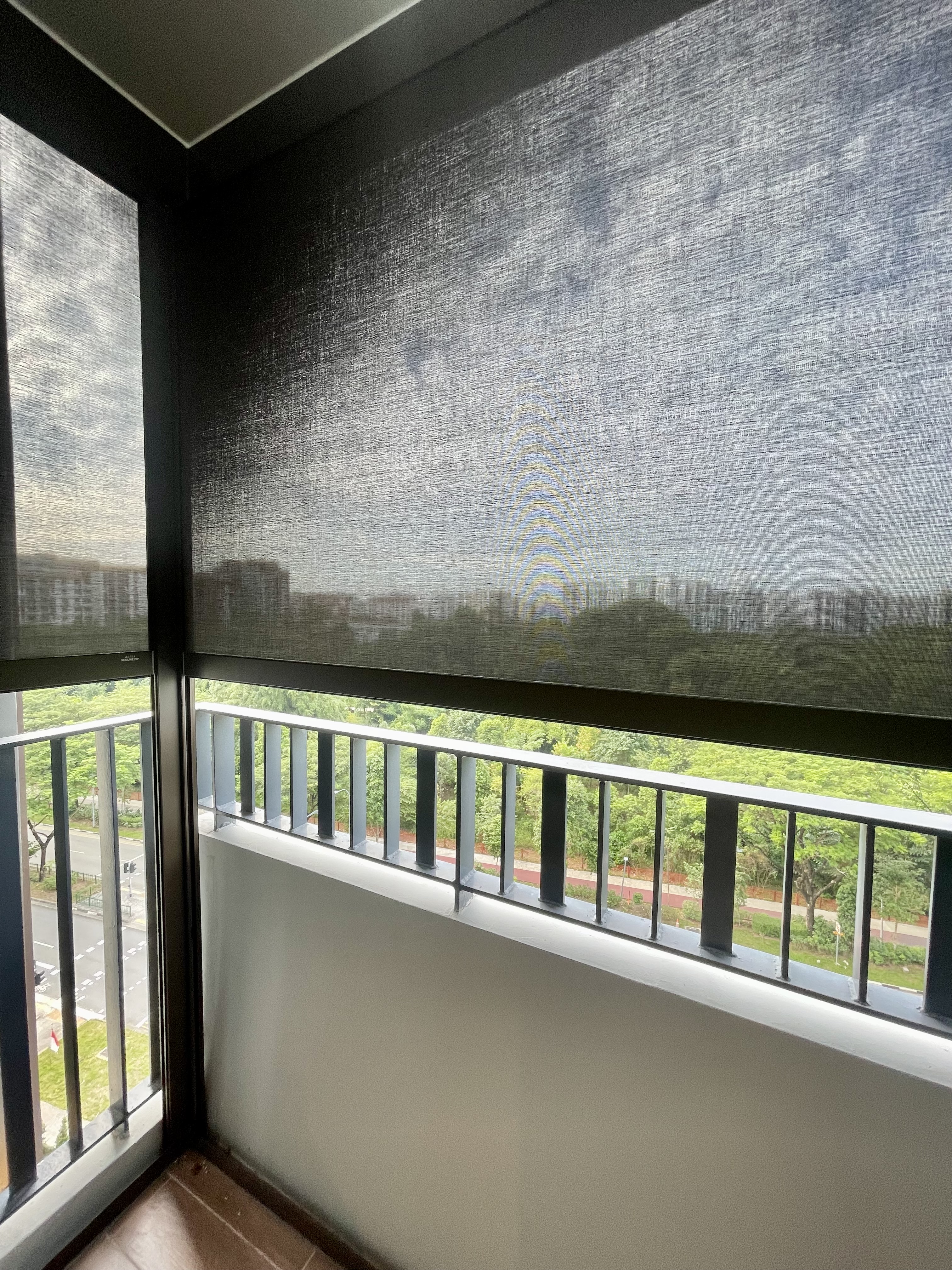 Our Green Oasis: Bringing Life Into Our Cosy Crib 🌿🍃 - Window with sheer curtains, outdoor view, green trees, urban