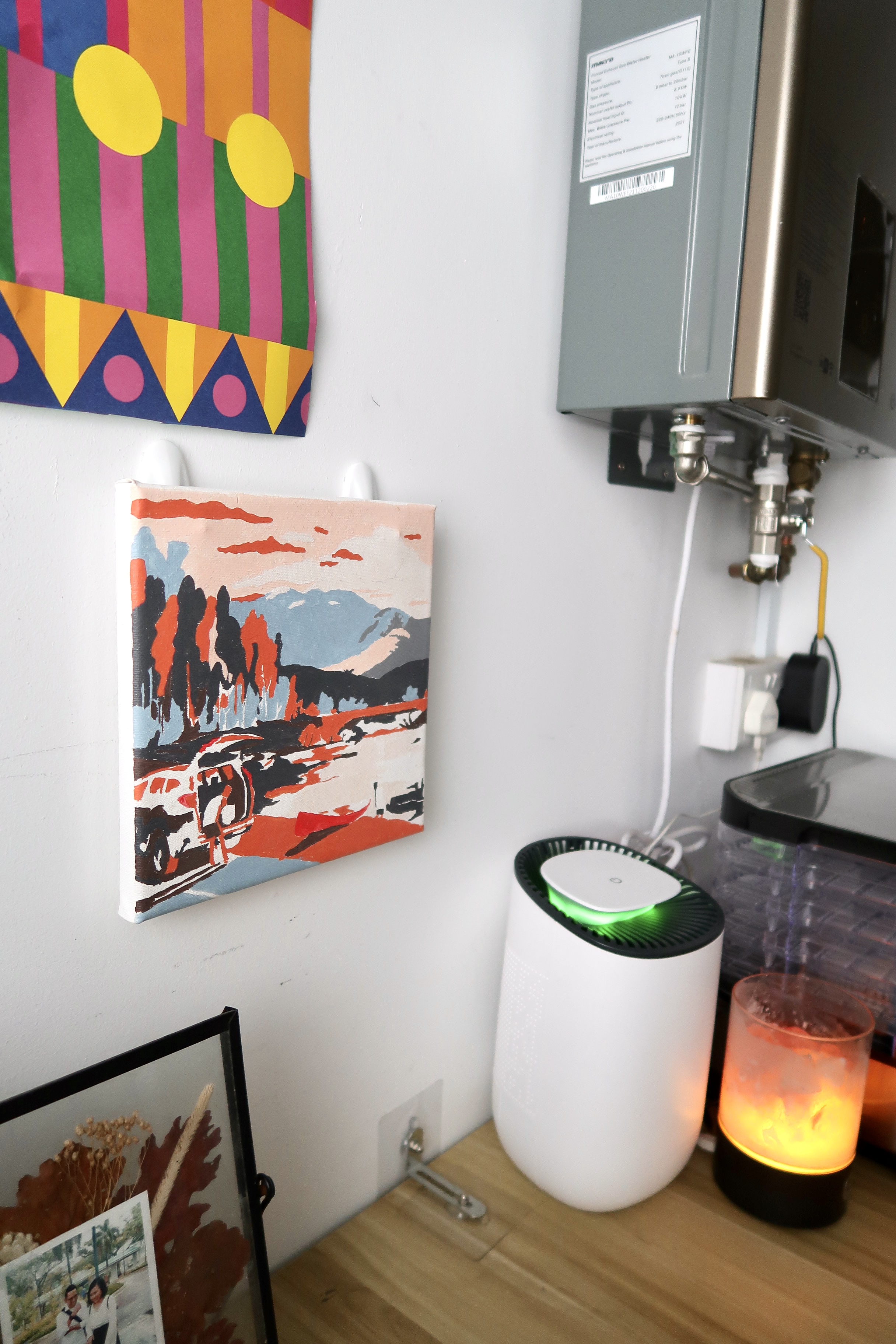Multi-Use Service Yard with a Fermentation Nook  - Colorful abstract painting, white wall, modern art piece, abstract