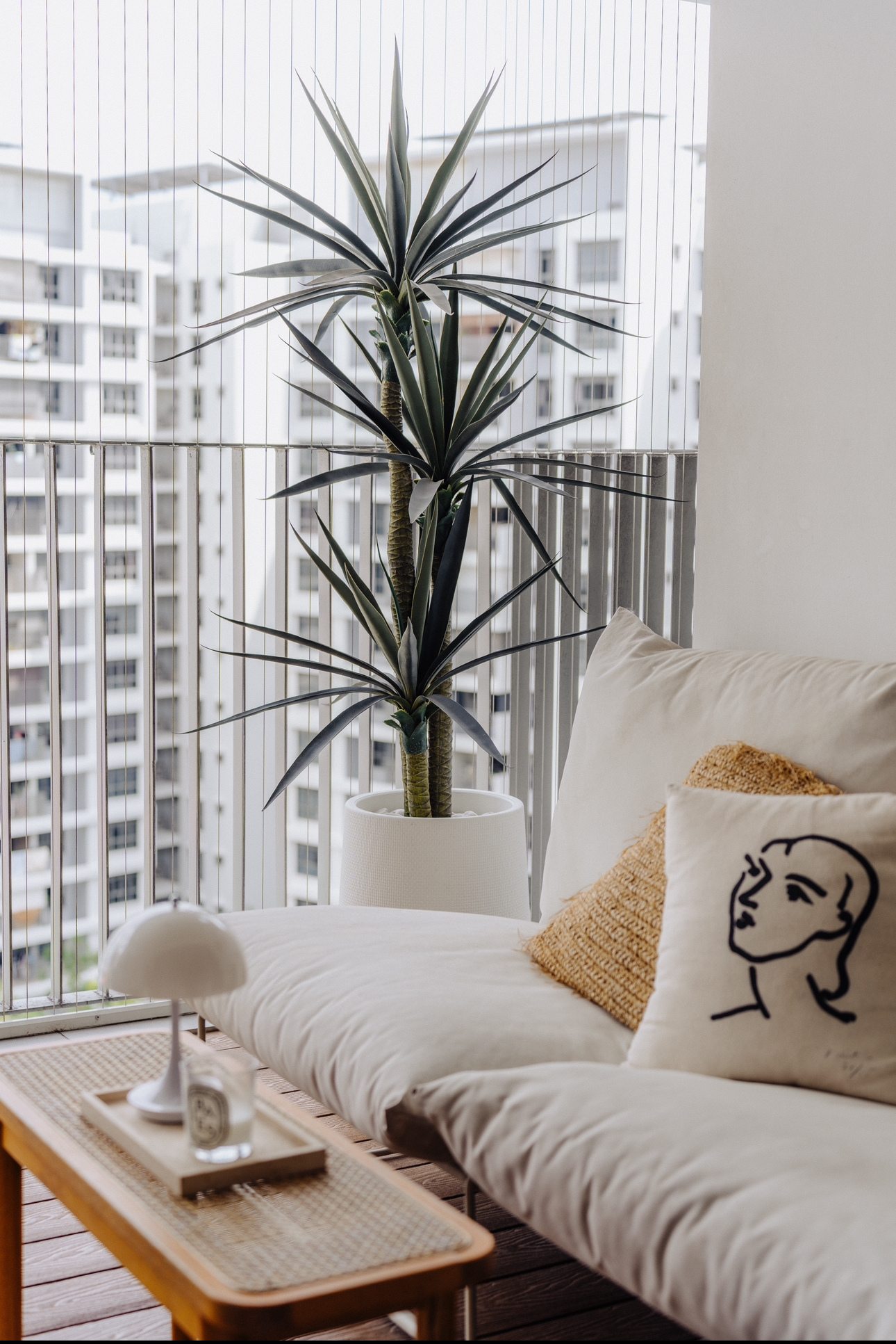 Our 10sqm Balcony: Outdoor Oasis That Makes Our DBSS Look Like A Condo - Modern living room, cozy seating area, white sofa