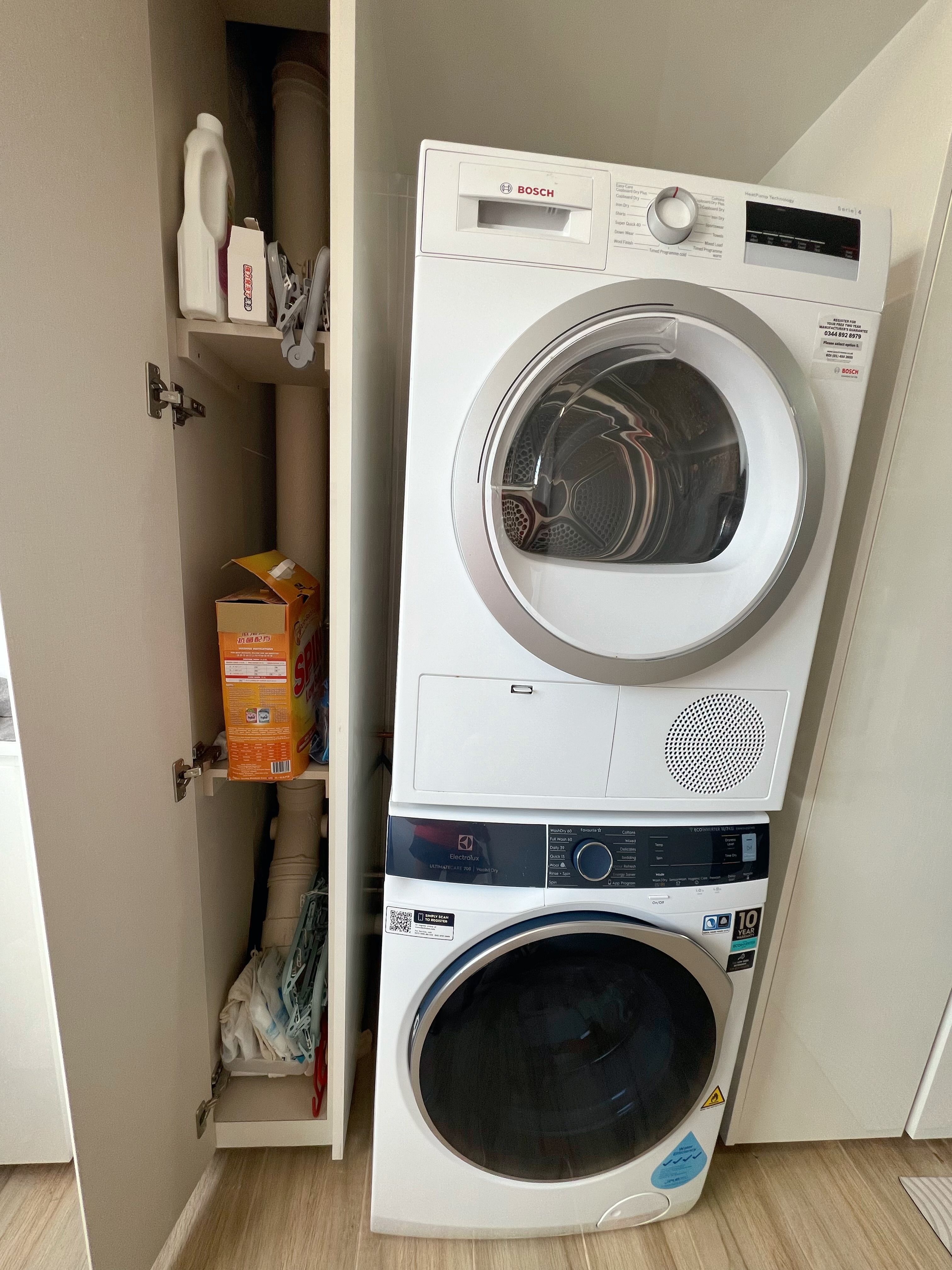 An Unconventional take on a HDB Jumbo Service Yard perhaps? - Washing machine, stacked washer, front-loading, top-loading