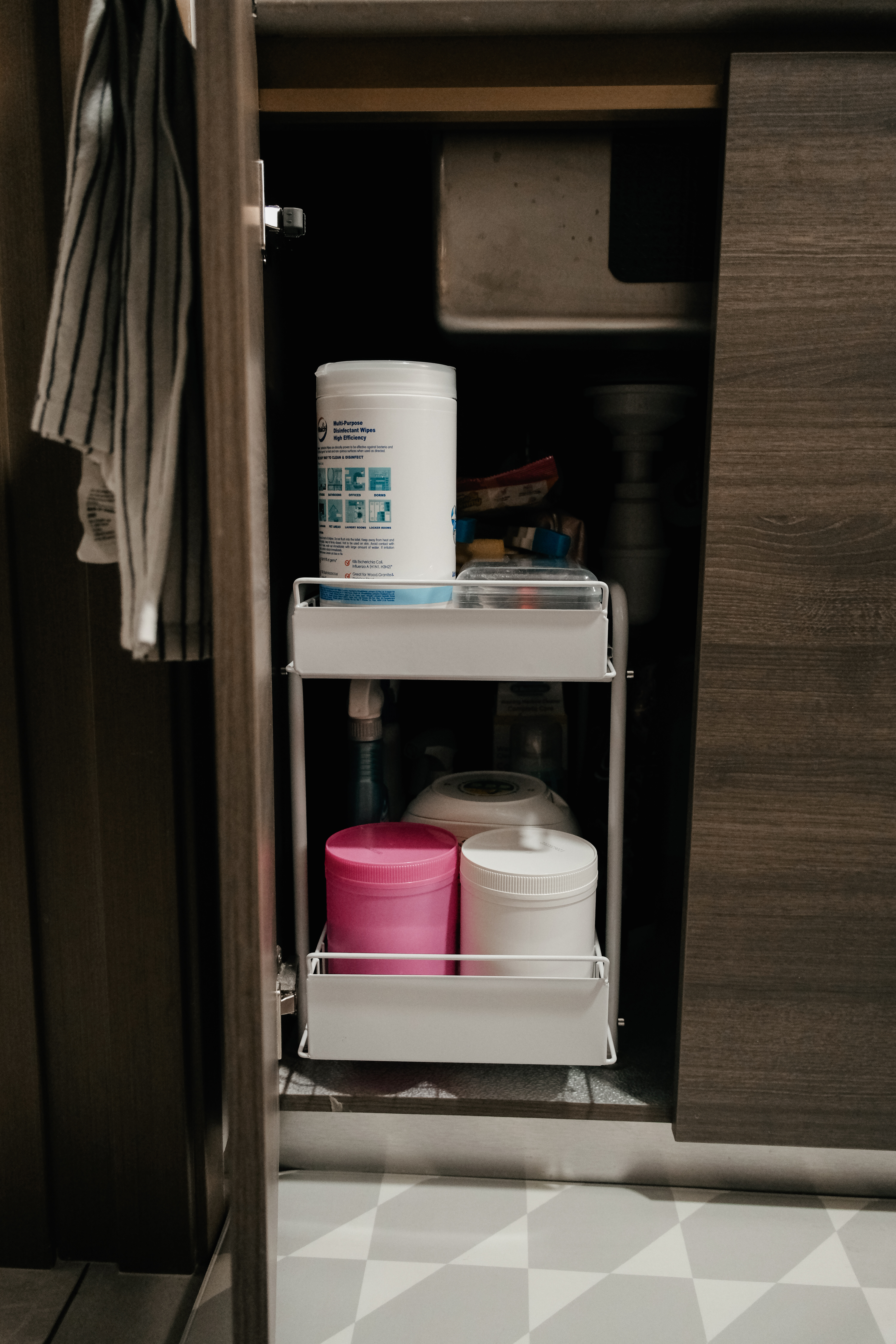 The ultimate space-saving solution in our minimalist rental apartment! - Storage cabinet, open, bathroom, medicine