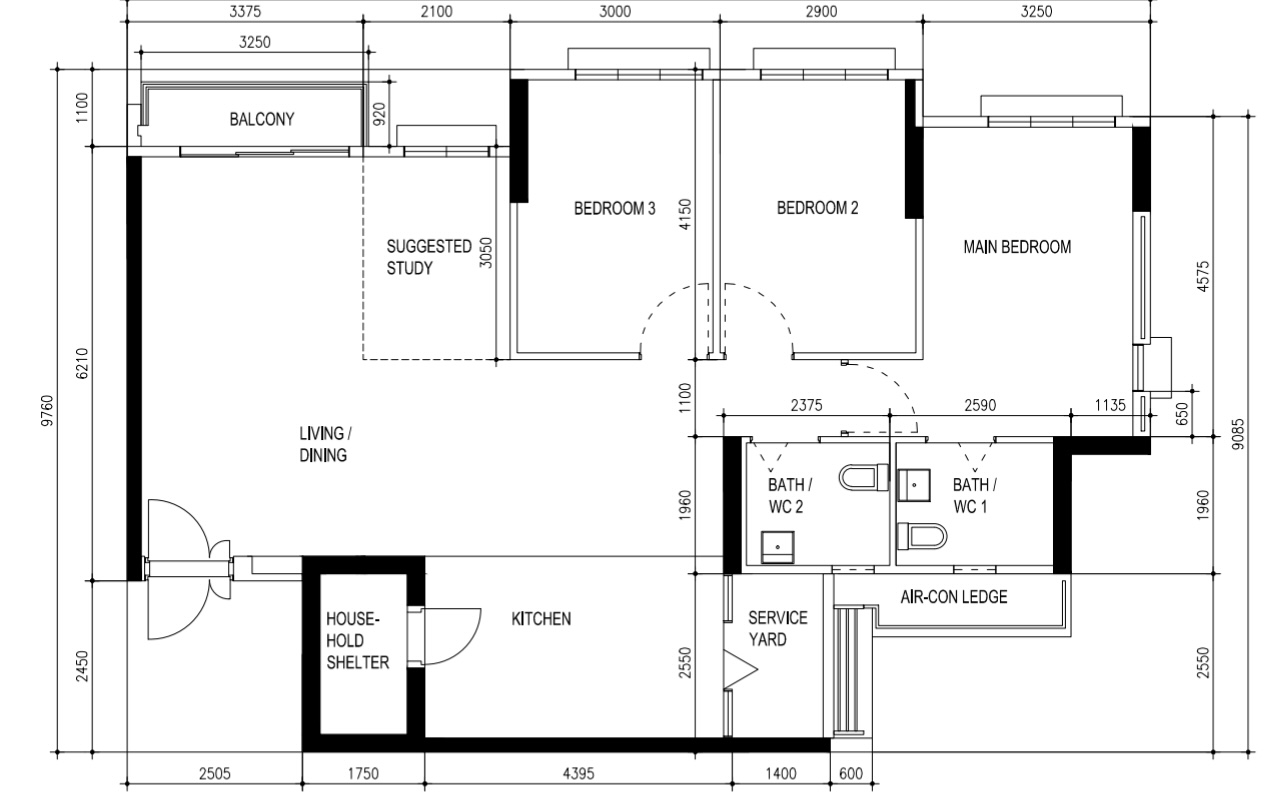 Our House Hunting Adventure - Balcony, Study, Bedroom 3, Bedroom 2, Main Bedroom, House Hold Shelter, Kitchen, Bath, WC 1, WC