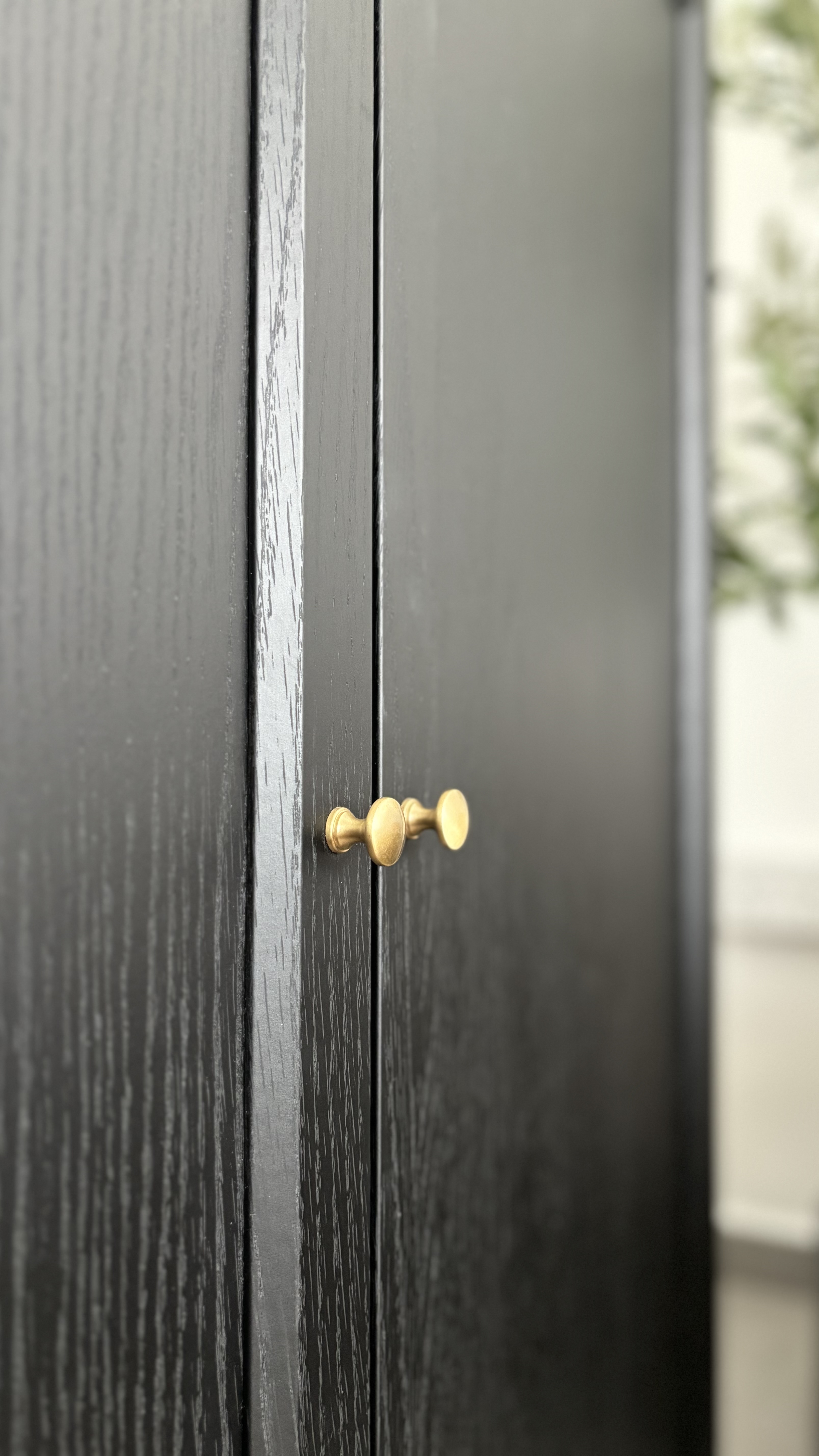 Easy ways to up your home aesthetic game! - Dark wooden door with gold handle, vertical planks texture, subtle grain, natural