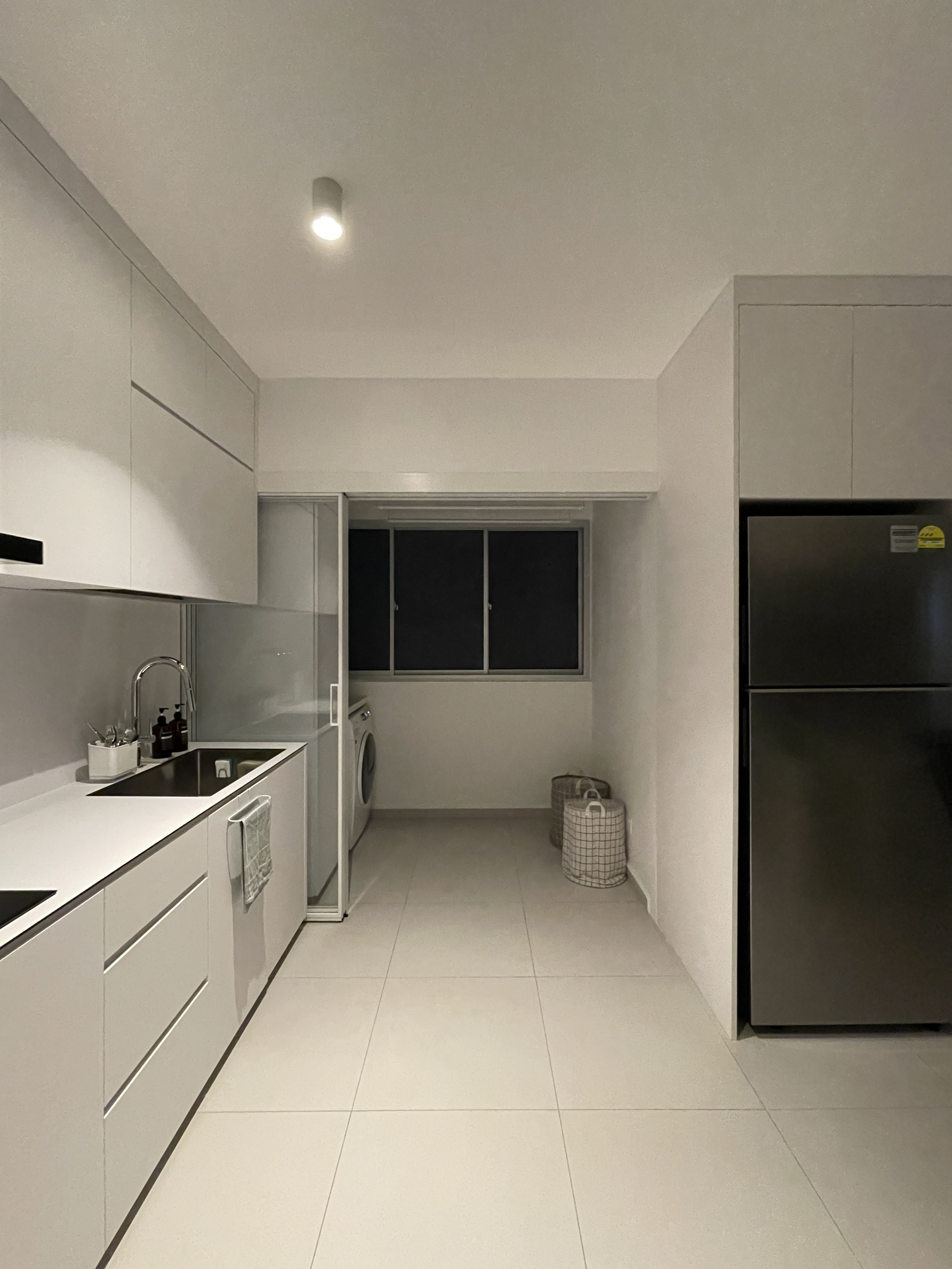 Service Yard: Clean, Spacious and Minimalist  - modern kitchen, minimalist design, white cabinets, sleek appliances, double