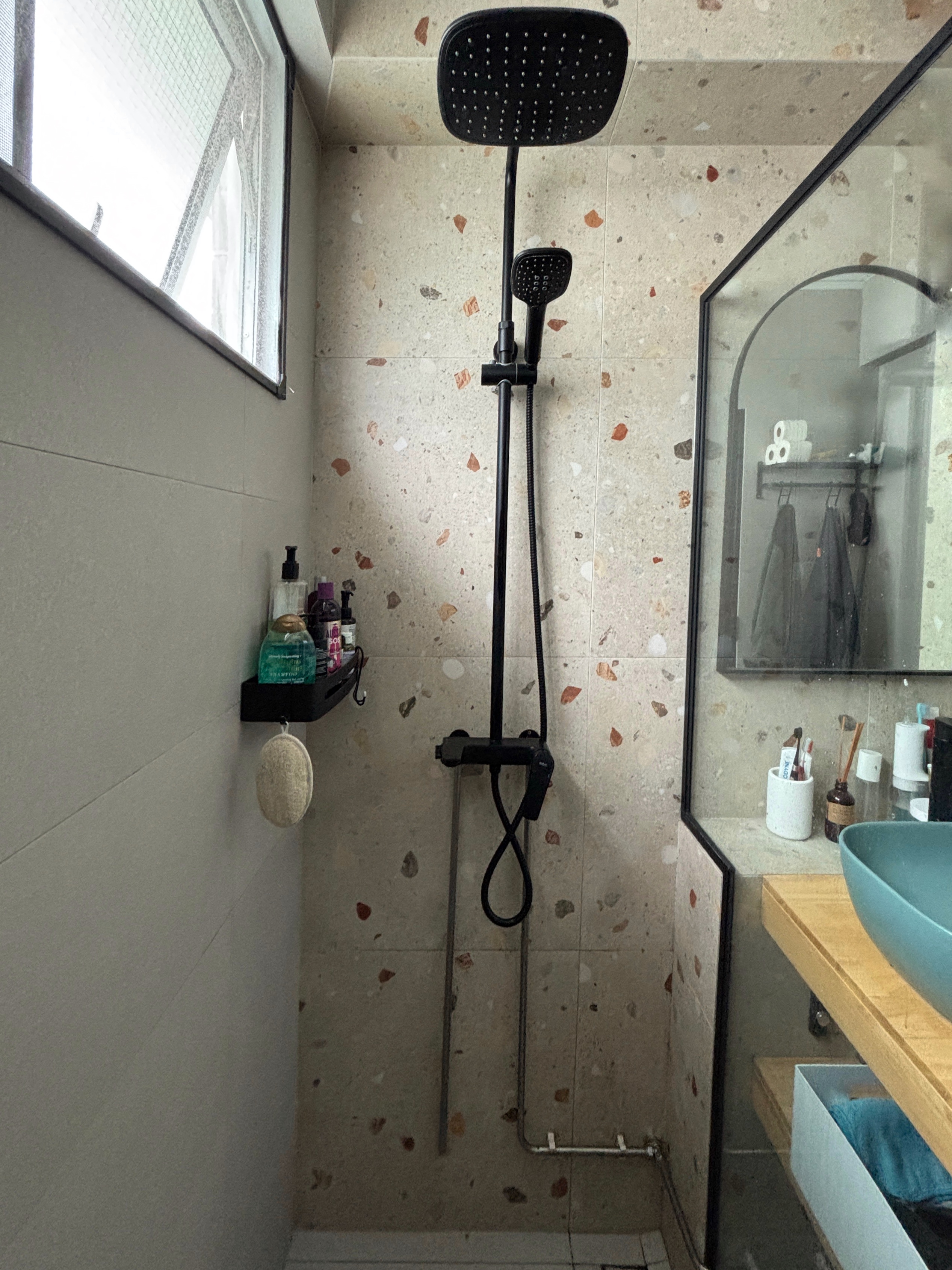 We regretted not doing this during our Bathroom Reno - Step-by-step shower setup, modern design, dual showerhead, tiled