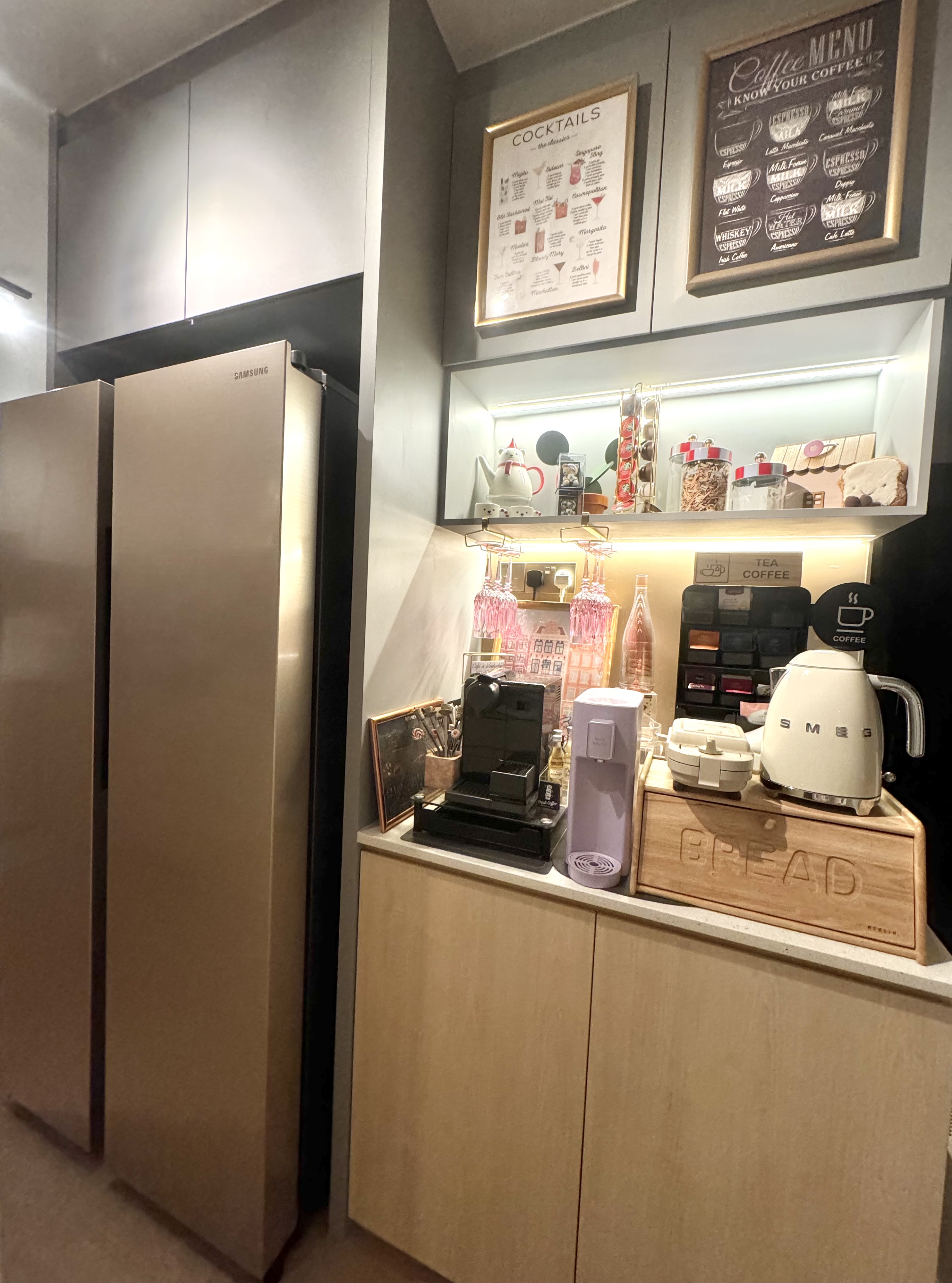 #NoRegrets Home Appliances - Smart refrigerator, modern kitchen, stainless steel, Samsung refrigerator, kitchen cabinets