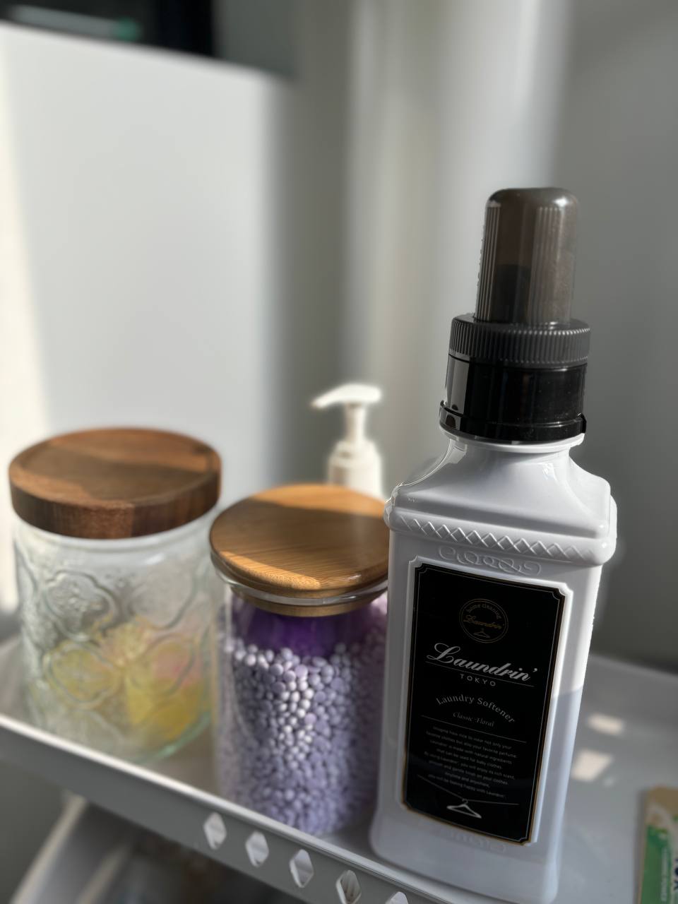 From Zero to A Functional Serviceyard - Softener bottle, lavender soap, wooden lid, glass jar, purple beads, elegant design