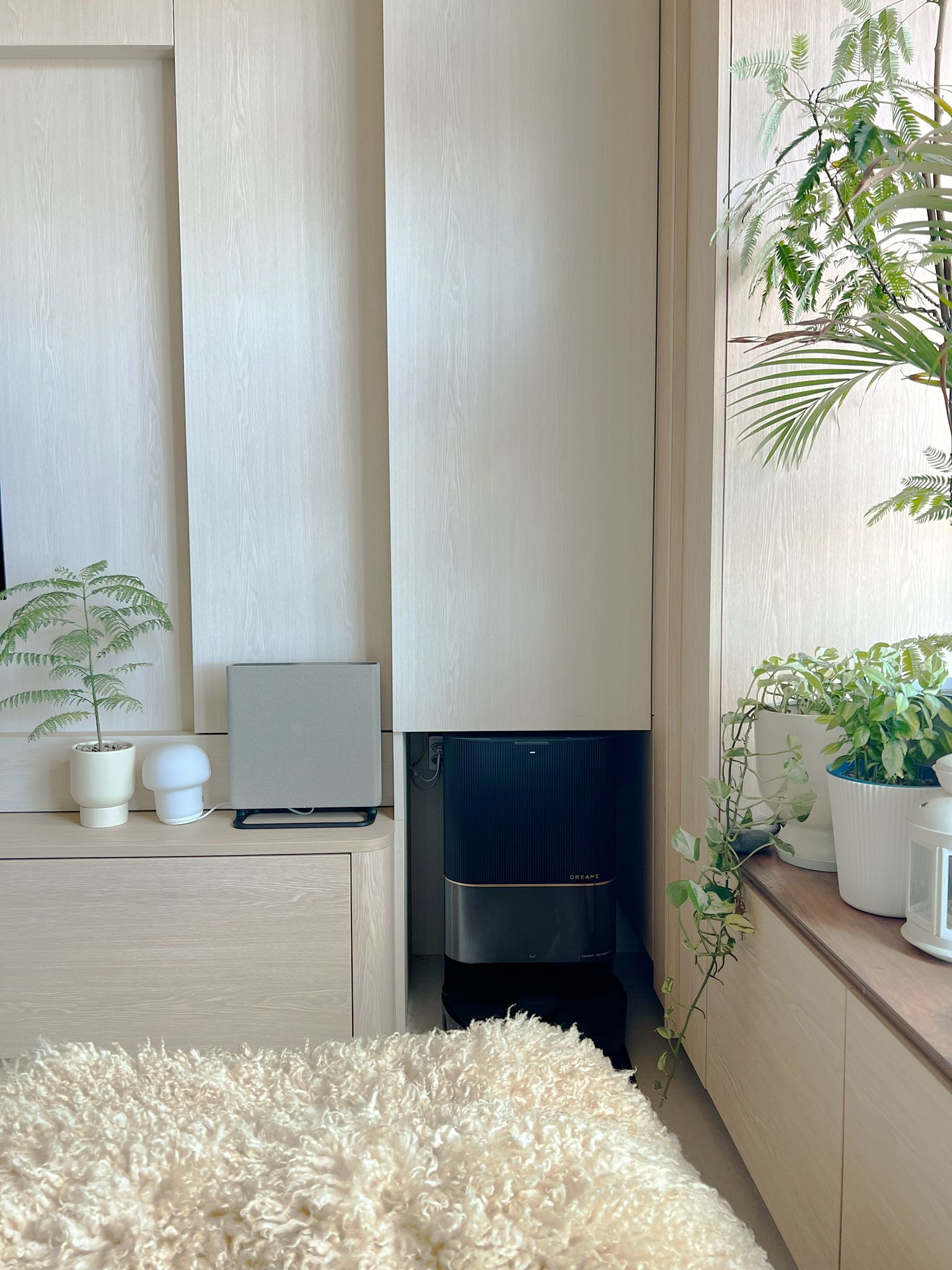 Investing in Clean: Our Game-Changing Robot Vacuum and Mop! - Wooden cabinet, modern design, minimalist decor, light beige