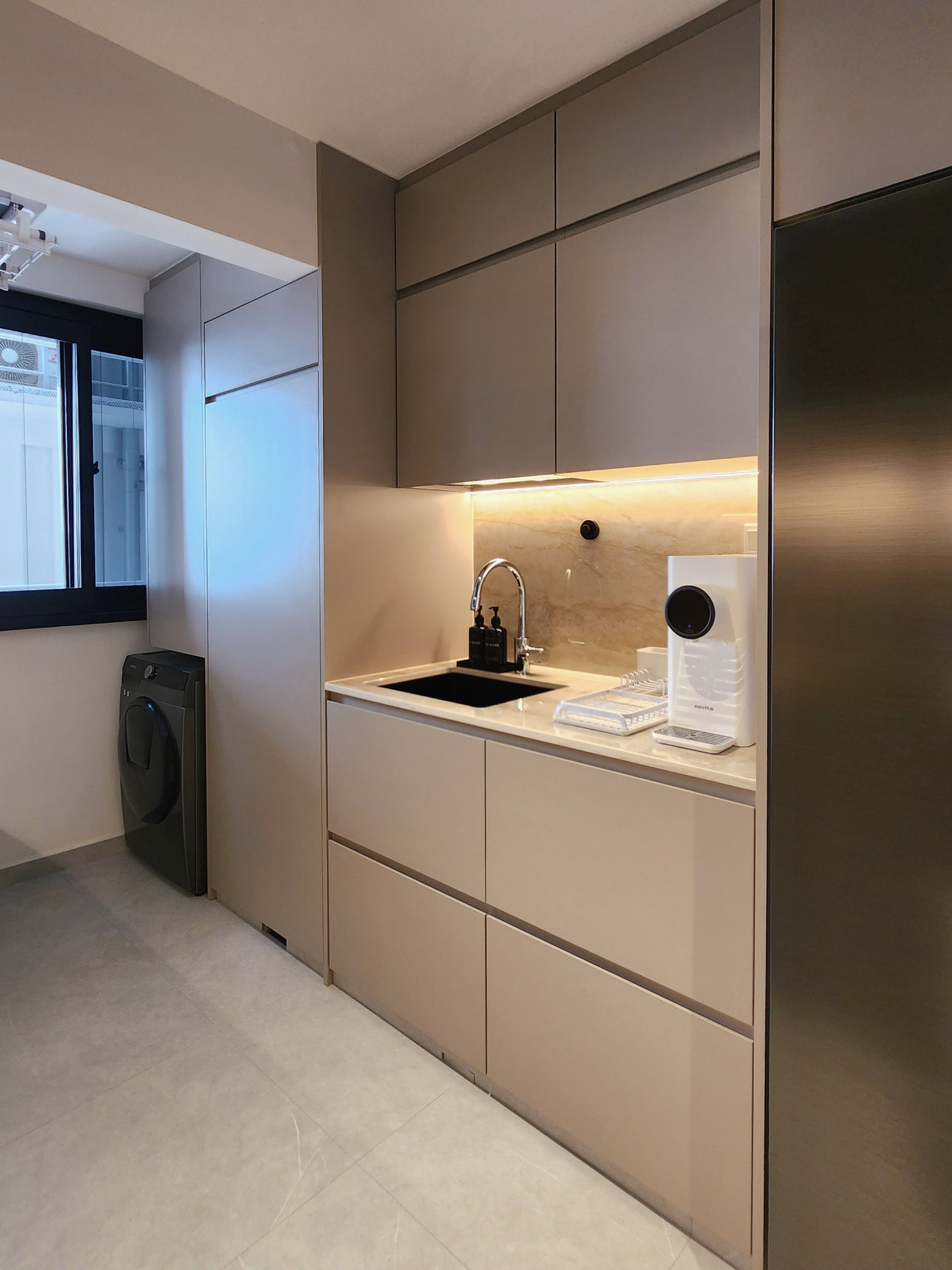 Our Kitchen Organisation: Peek Inside Our Cabinets & Drawers 👀 - Modern kitchen with sleek cabinets, beige and gray color
