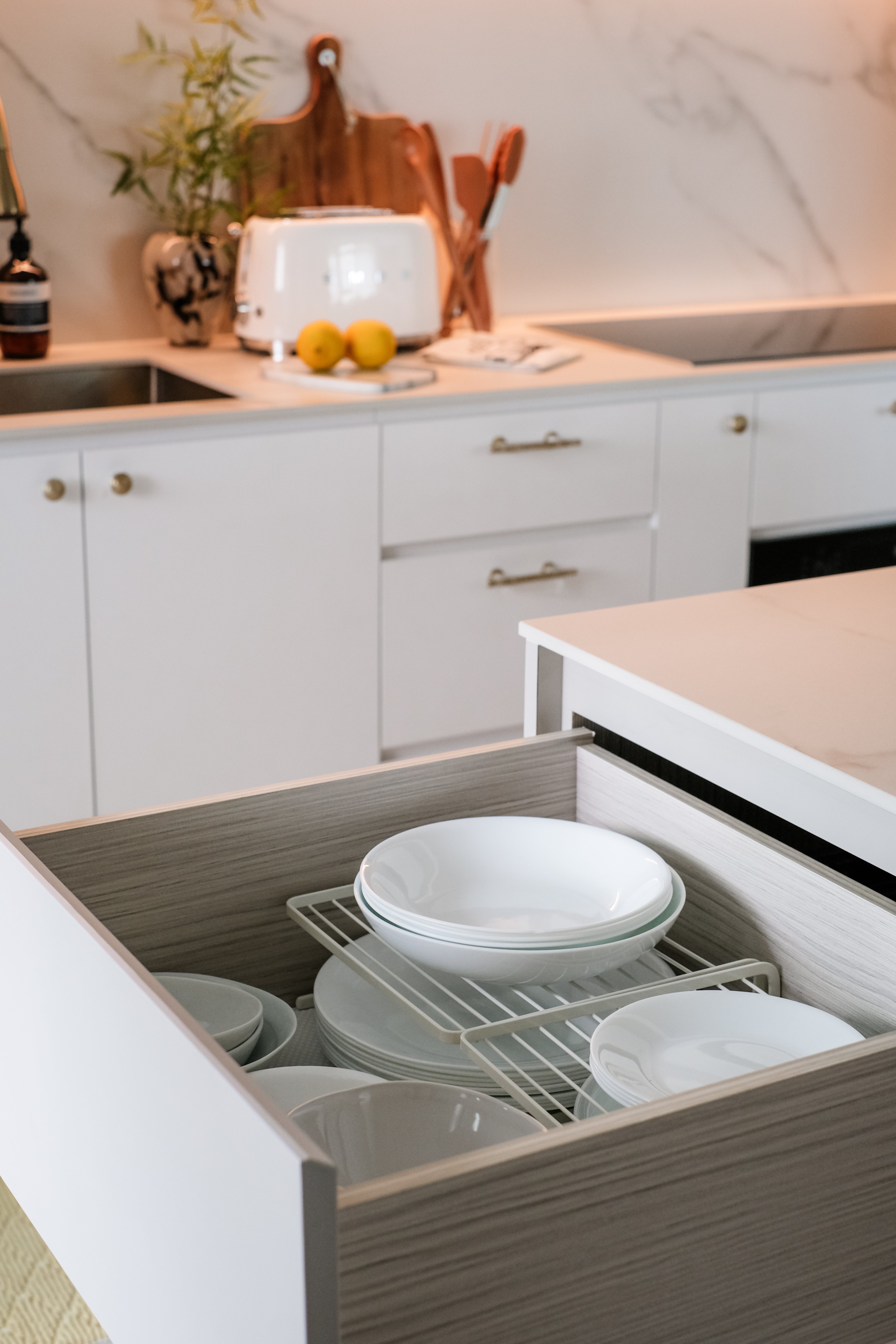 Effortless Kitchen Organization : Keep It Clean and Clutter-Free - Kitchen countertop, modern kitchen, white cabinets, wooden