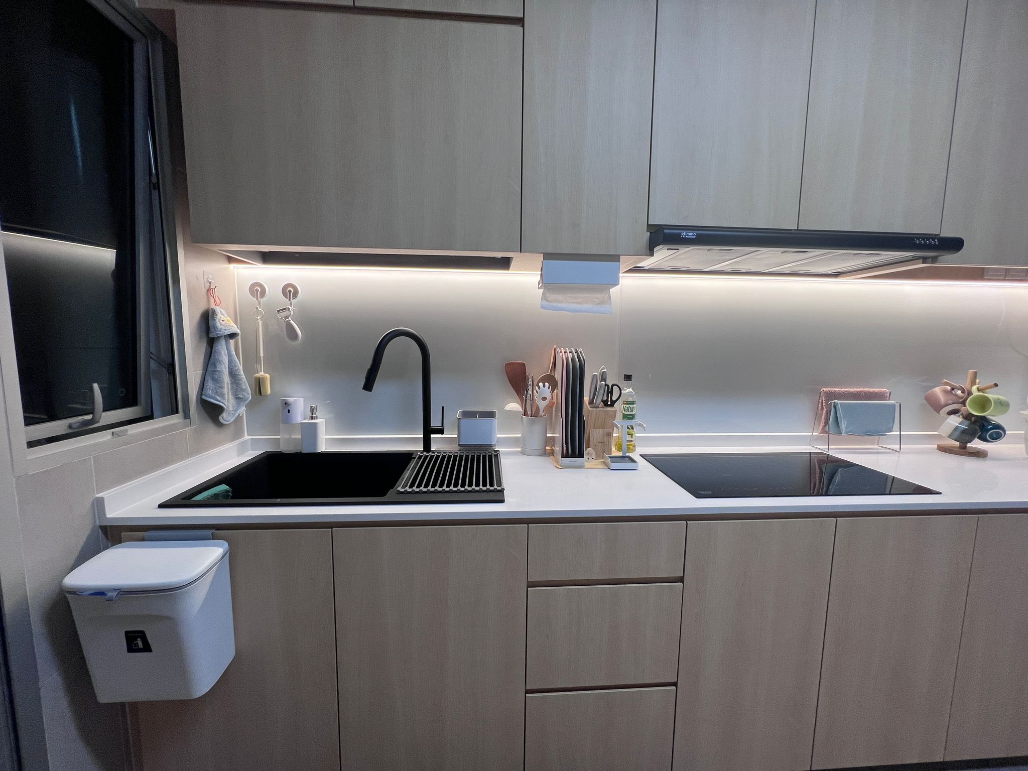 Kitchen Organization: Keeping it clutter free - Modern kitchen with sleek design, minimalist decor, integrated sink and