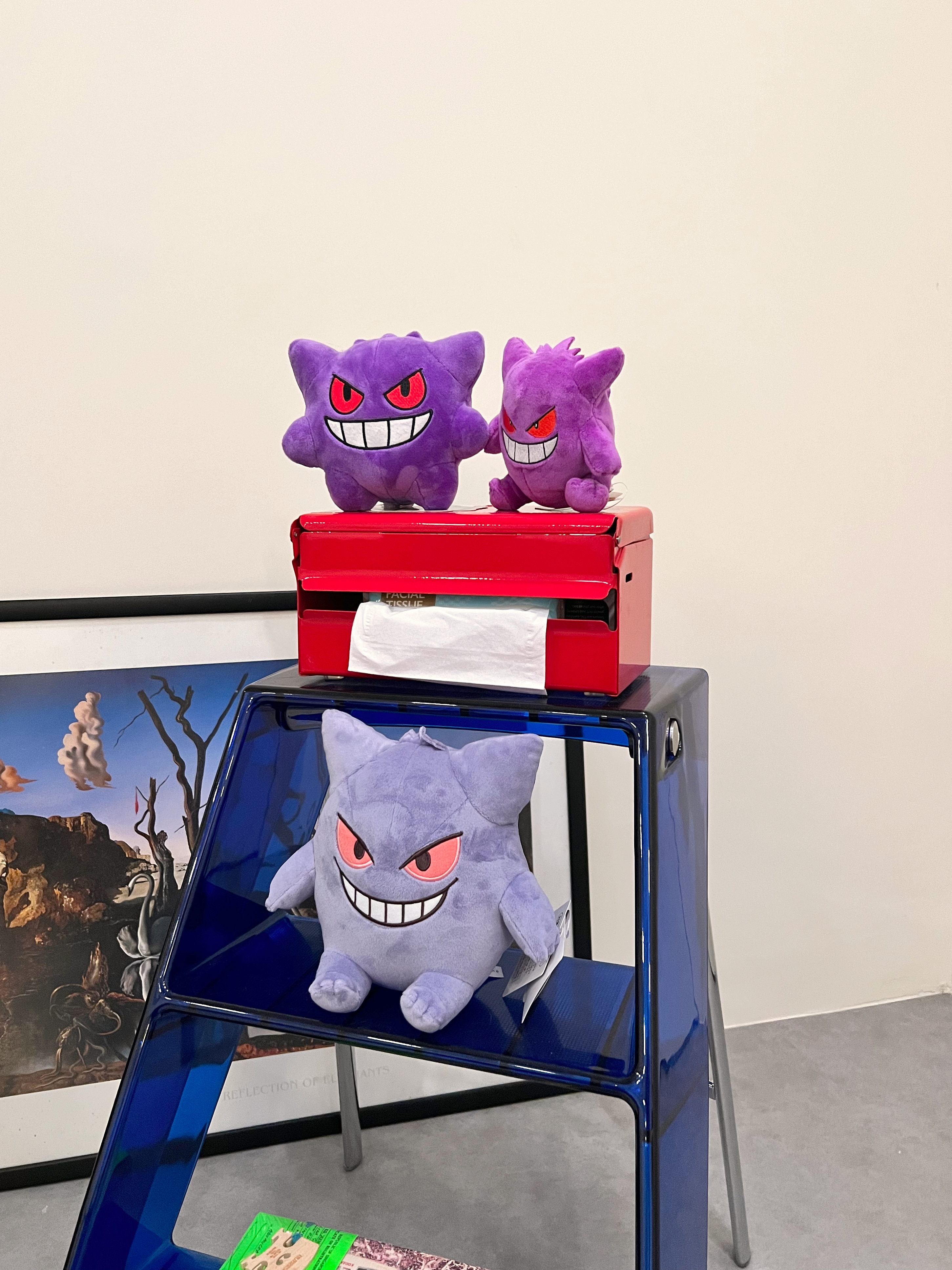 How 2 monkeys 🙉🙊 turn heads and spark convos with decor ✨ 💬 - Purple plush toys with red eyes and wide grins