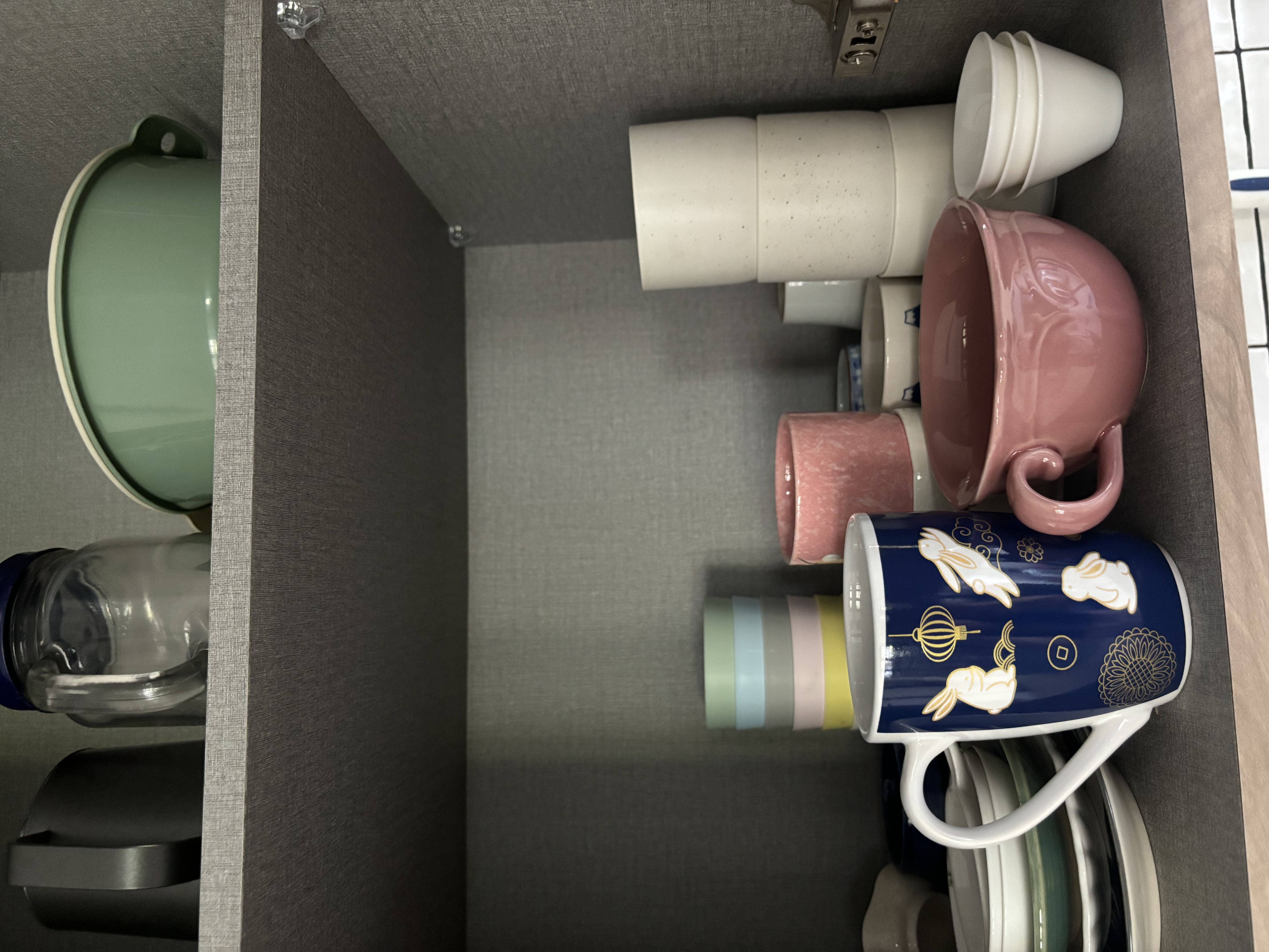 Tips and Tricks for a Functional and Organised Kitchen  - mug, ceramic mug, decorative mug, blue and gold mug, pink mug