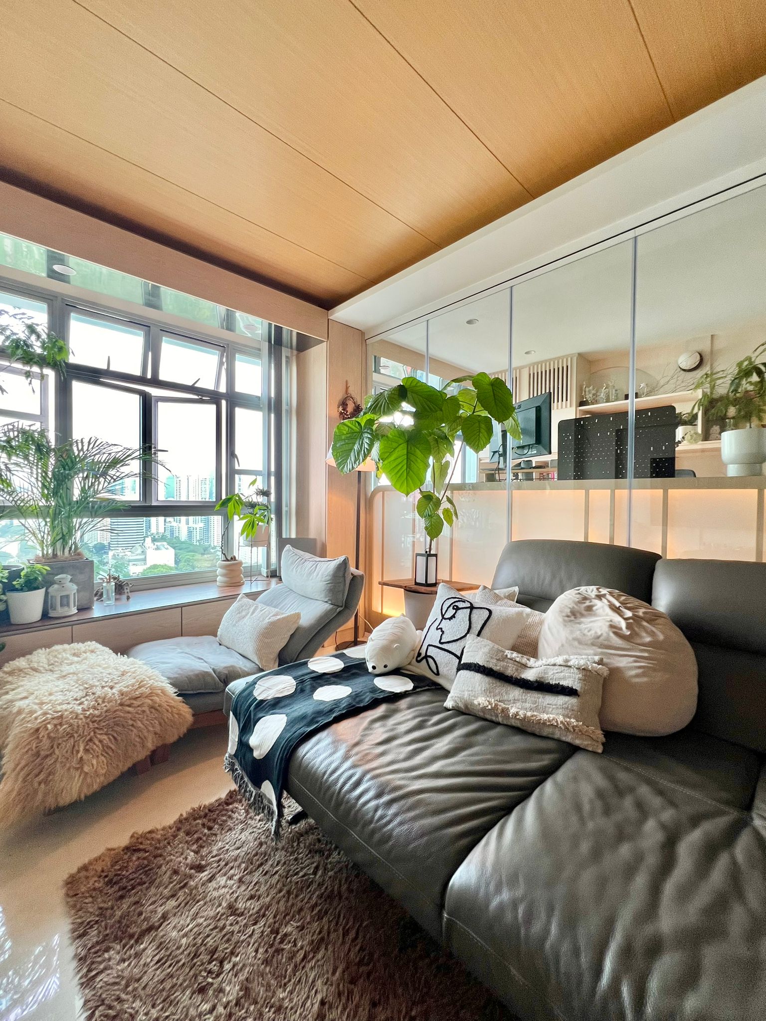 Blending Timeless Elegance: Our own Japanese-Inspired Modern Home - Modern living room, cozy seating area, large windows