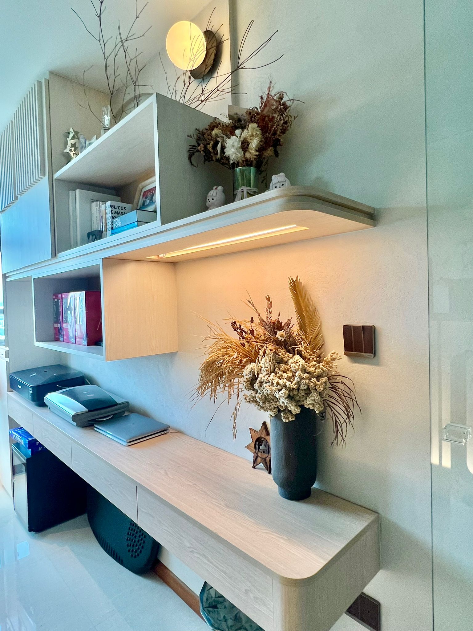 Blending Timeless Elegance: Our own Japanese-Inspired Modern Home - modern office space, minimalist decor, floating shelves