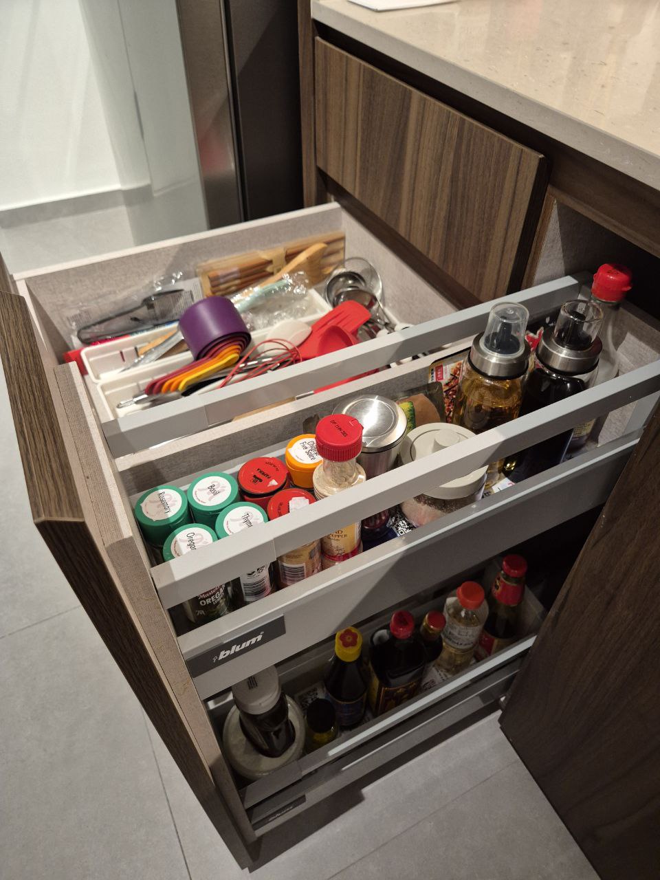Kitchen Organisation - taking ideas from my parents' kitchen into mine - Wooden kitchen drawer, organized storage, multiple