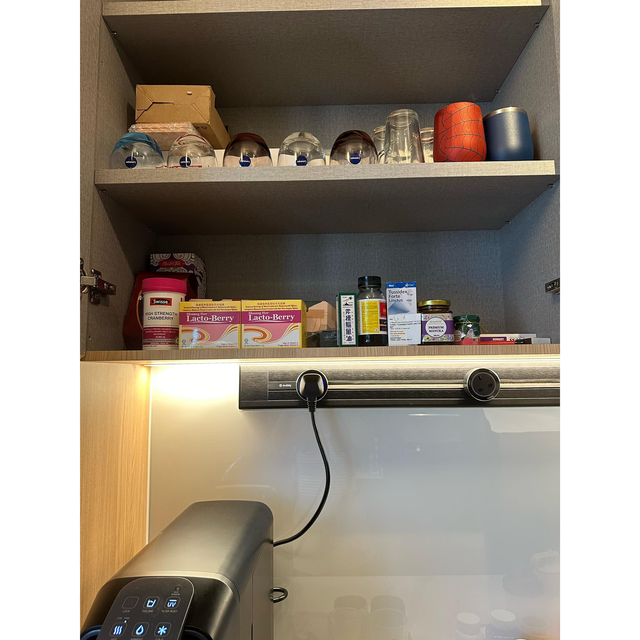 Organisation Lesson 101: 7 Tips To Getting Organised(Kitchen Edition)  - Shelf stocked with various items, medicine bottles