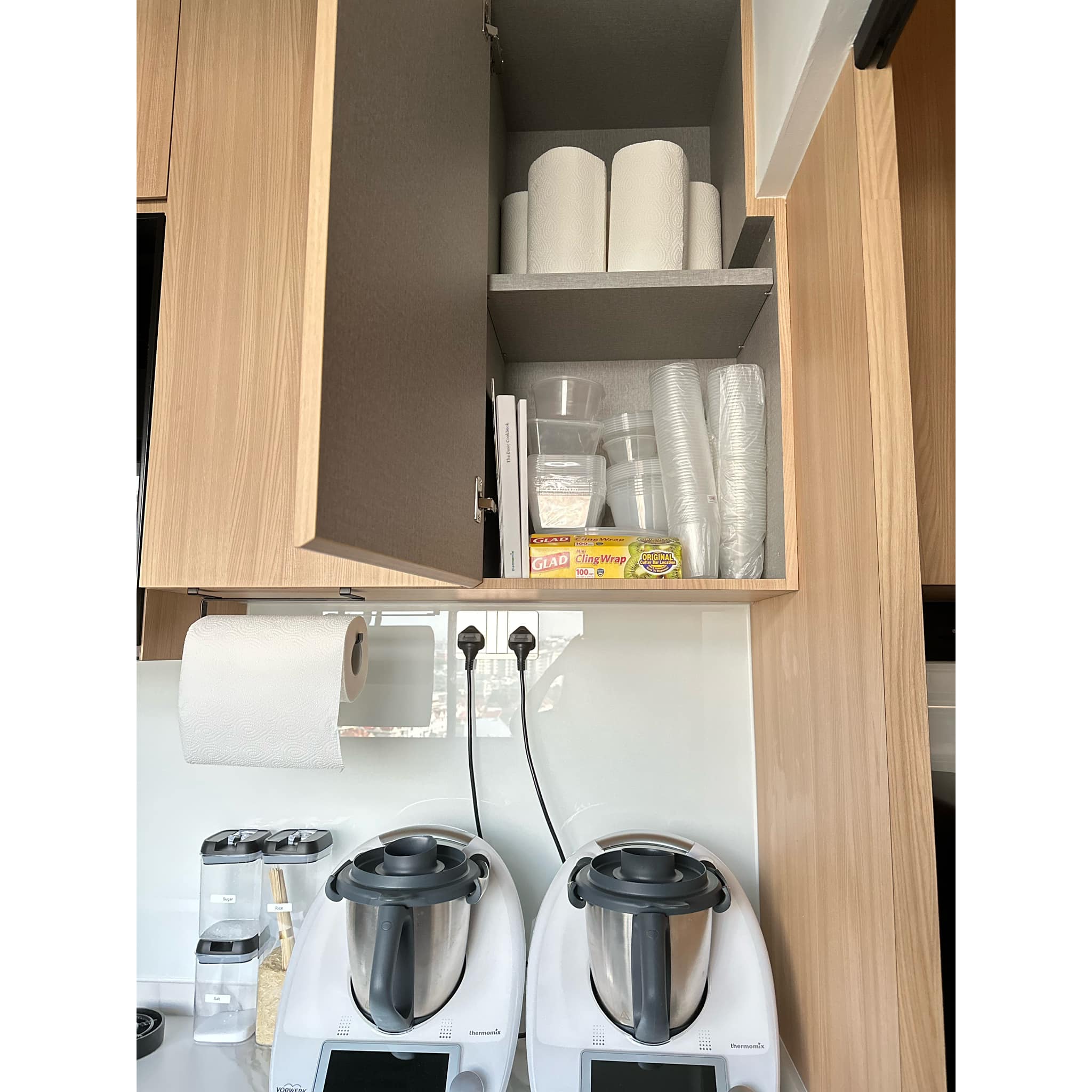 Organisation Lesson 101: 7 Tips To Getting Organised(Kitchen Edition)  - Wooden kitchen cabinet, neatly organized, paper