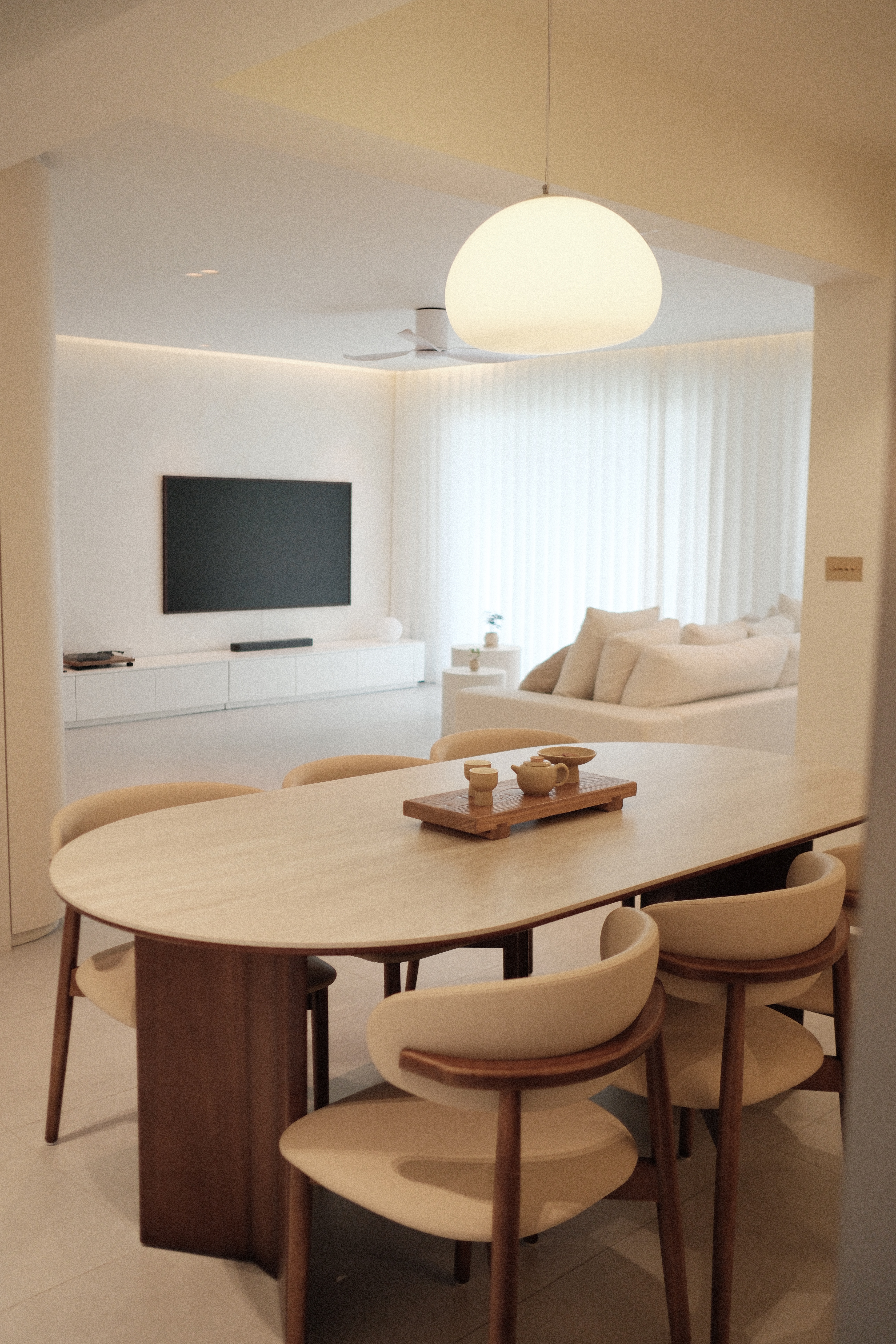 Slow Mornings And Quiet Comfort: My Weekend Routine - Modern minimalist living room, sleek dining table, neutral color