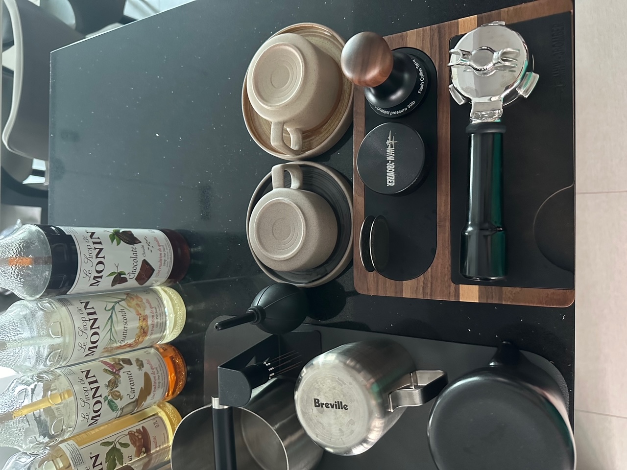 Hit us up if you'd like to have a coffee chat! - multi-serve coffee brewing setup, stainless steel brewing tool, Breville