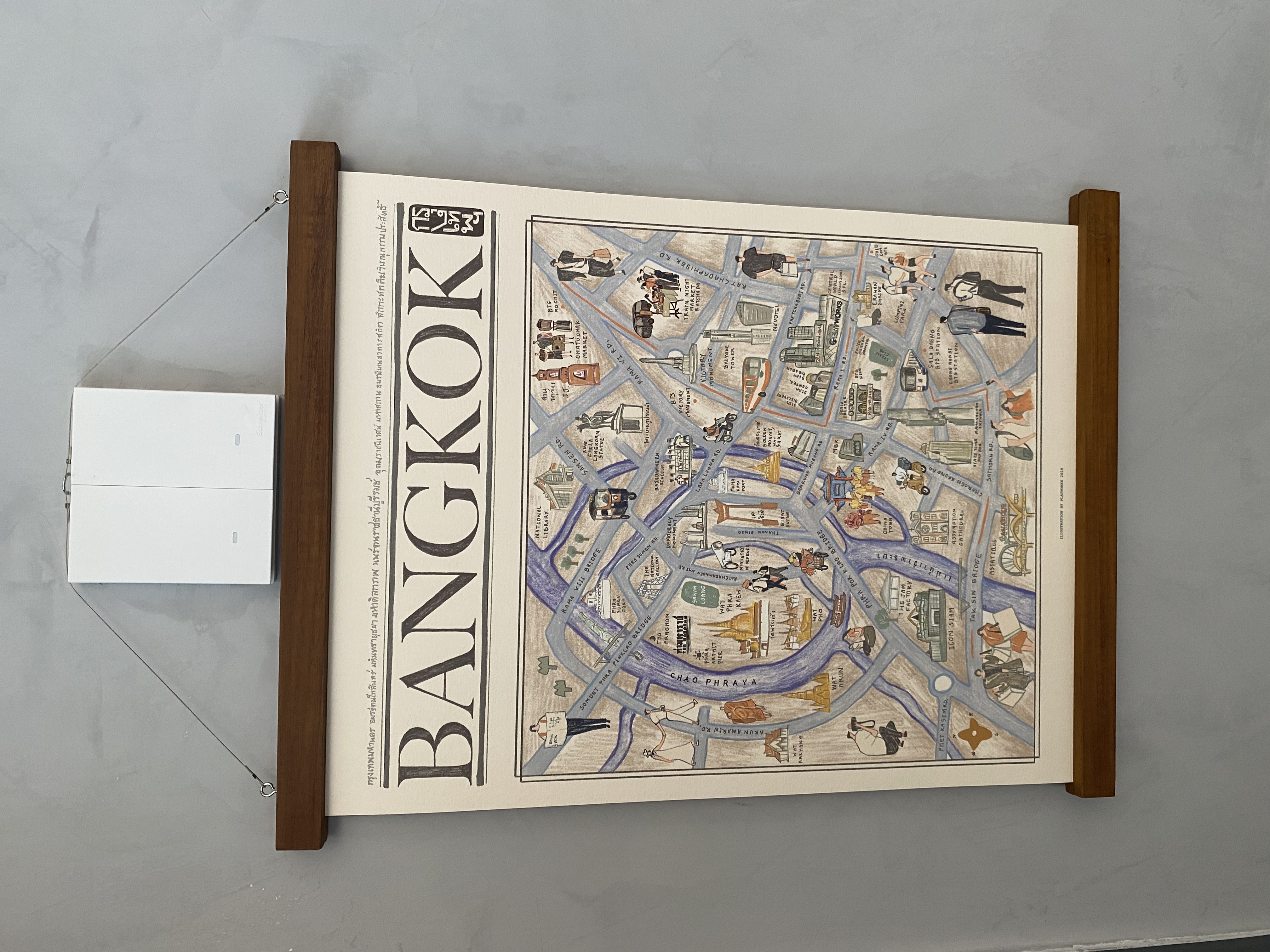 Aesthetic decorative, functional homewares at our place - Bangkok map, street illustration, detailed map, artistic map