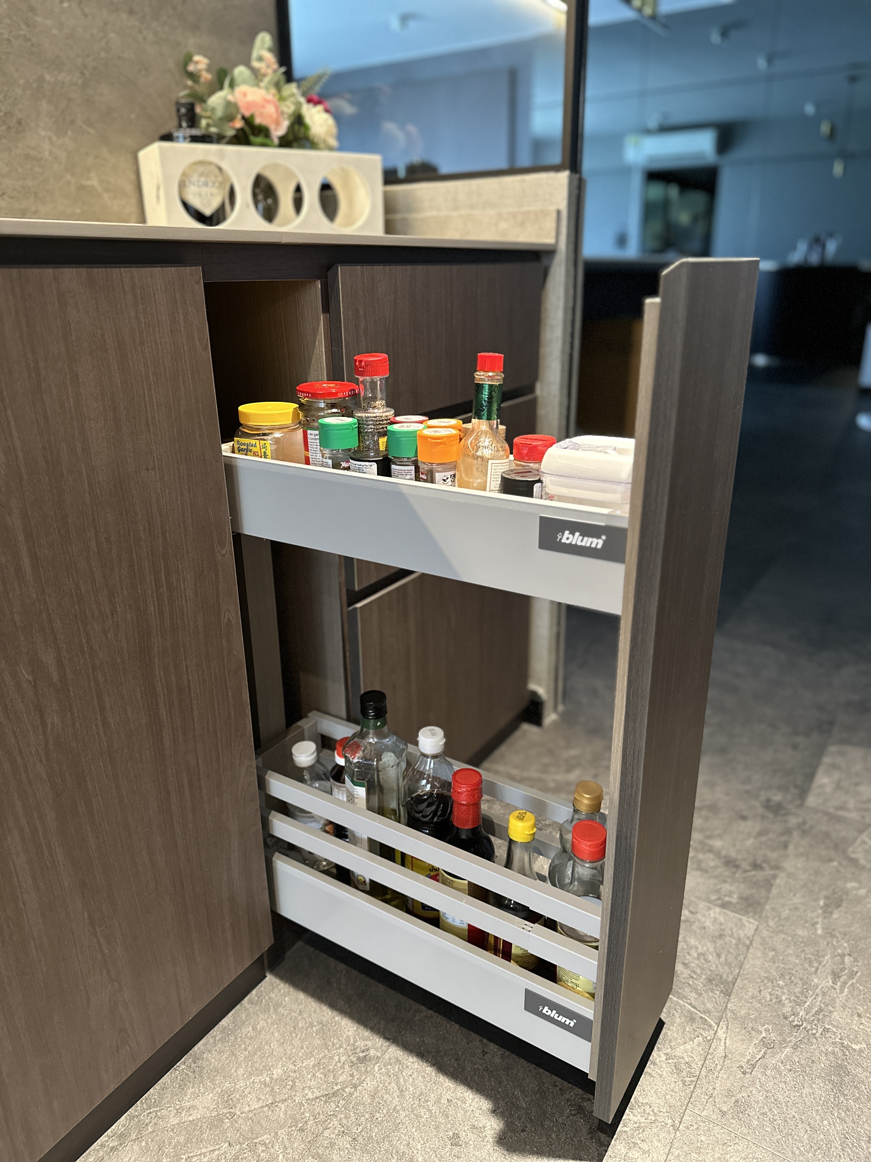 Maximizing Space with Style: Our Minimalist Luxe Kitchen Setup - shelves, kitchen cabinets, spice rack, organized pantry