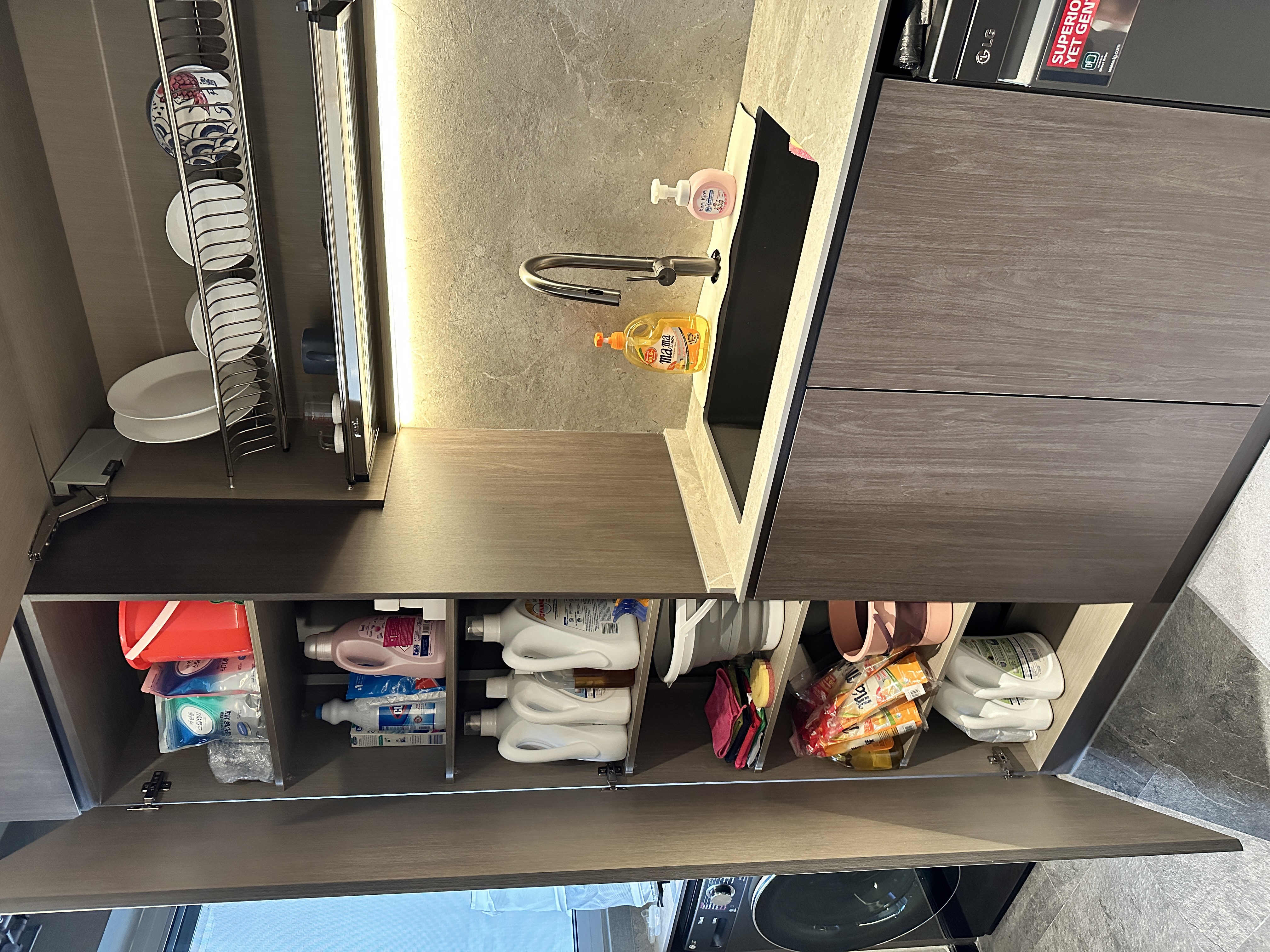 Maximizing Space with Style: Our Minimalist Luxe Kitchen Setup - Dish rack, stainless steel, kitchen cabinet, dish soap, dish