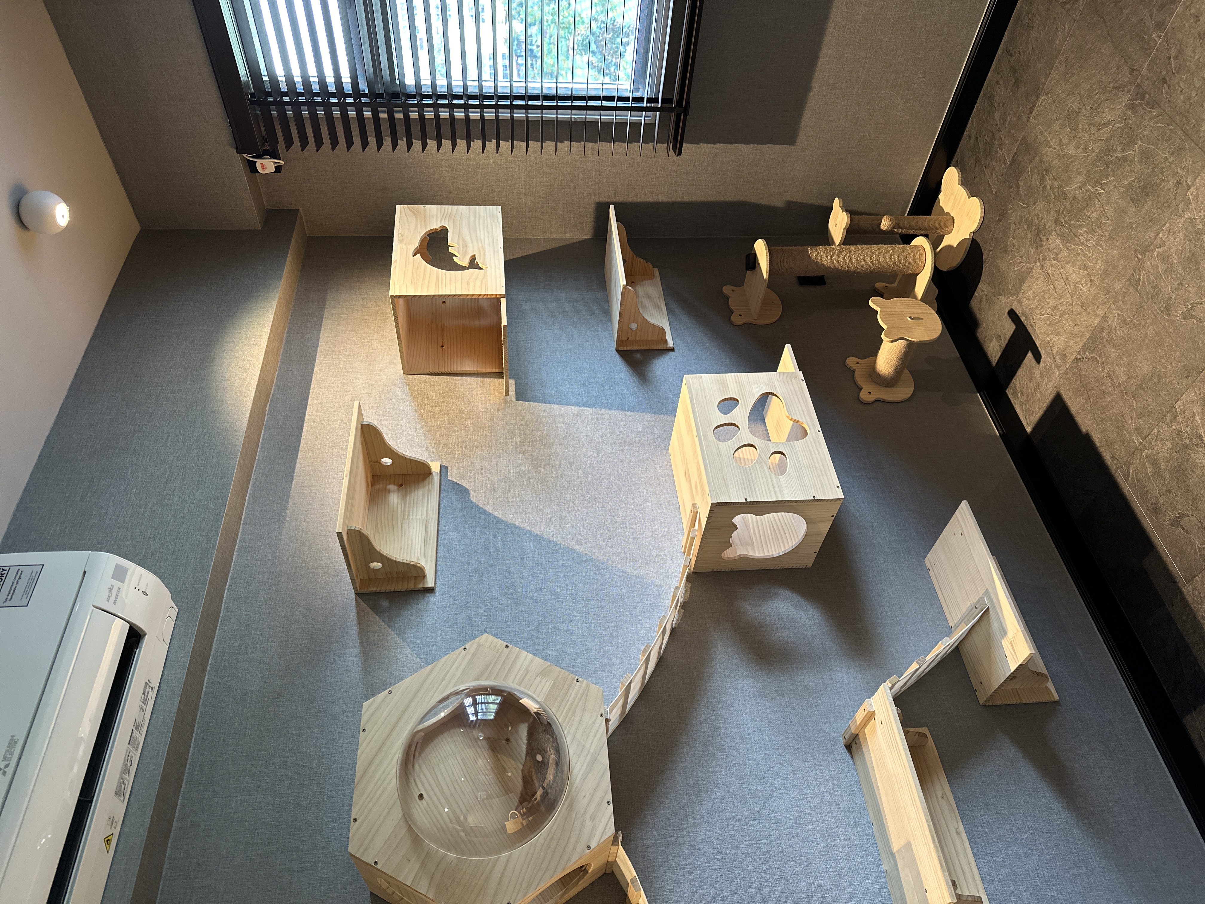 Our Cats' Private Haven: A Room Tailored for Their Comfort - Wooden animal playhouse, modern interior, cat tree, wooden