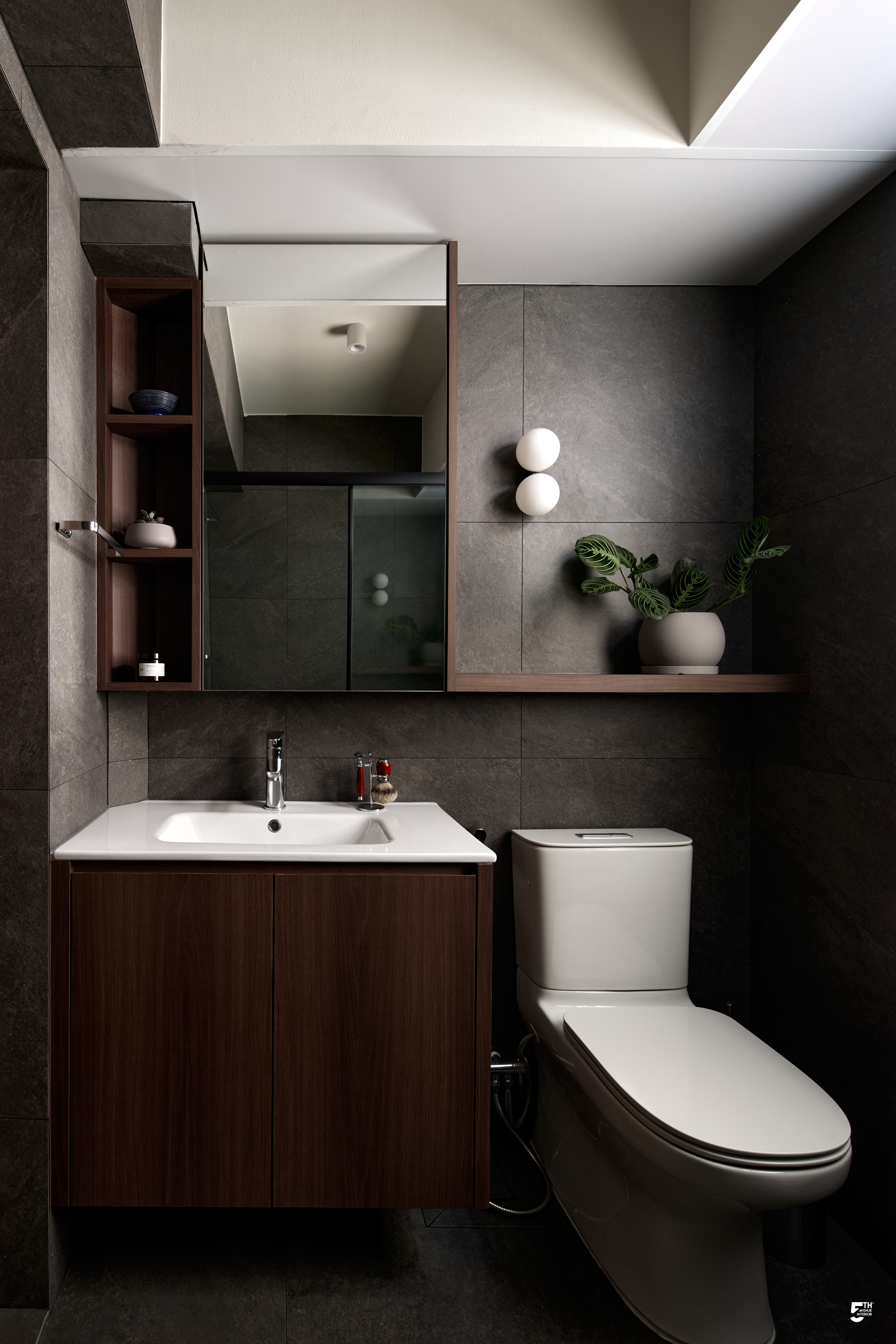 Our Dark and Cosy Bathroom: Bringing the Spa into Our Home - Modern bathroom interior, minimalist design, sleek sink, white