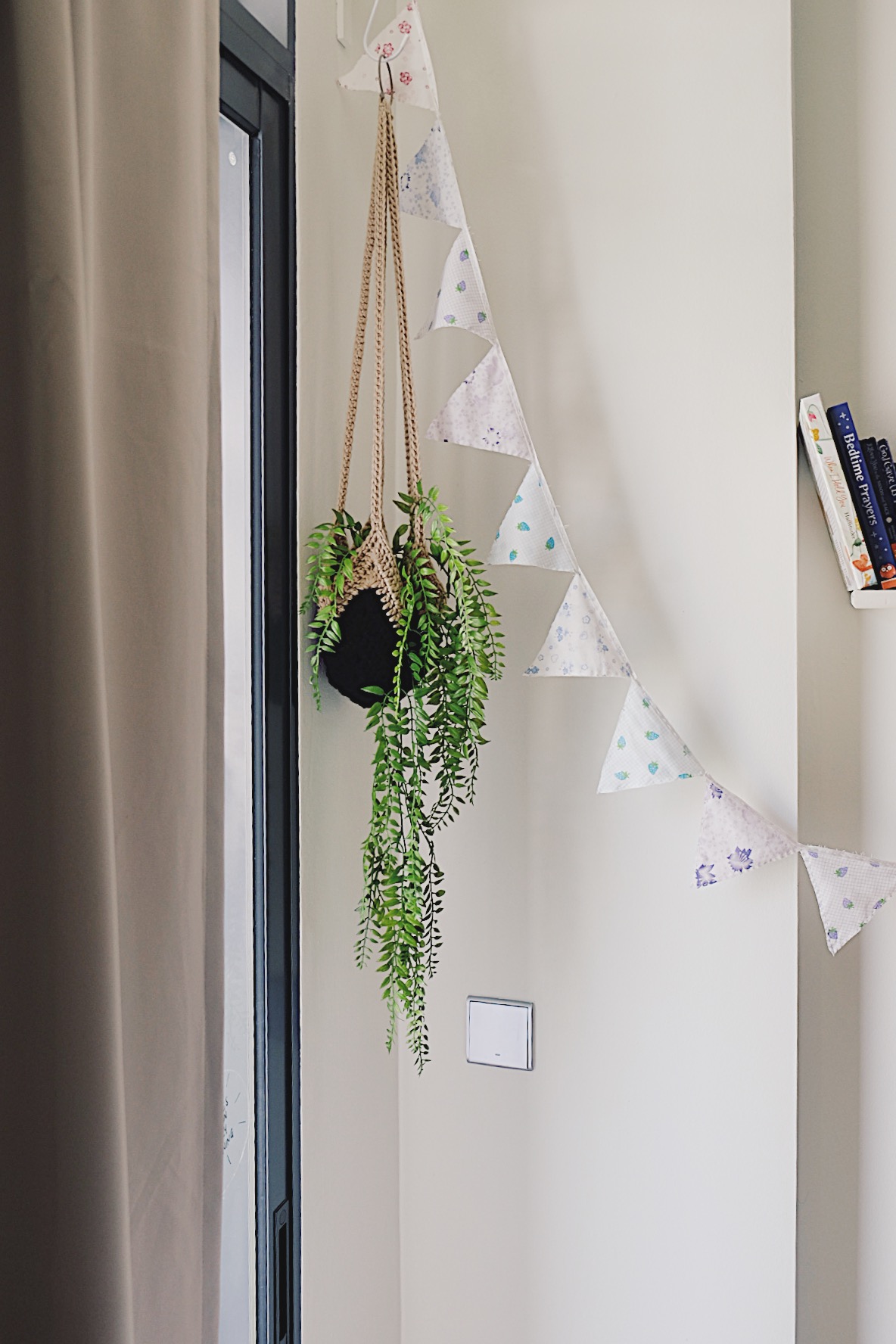 He promised her a Forest: Bits of green in every corner of our home - hang flag, hanging plant, hanging basket, hanging plant