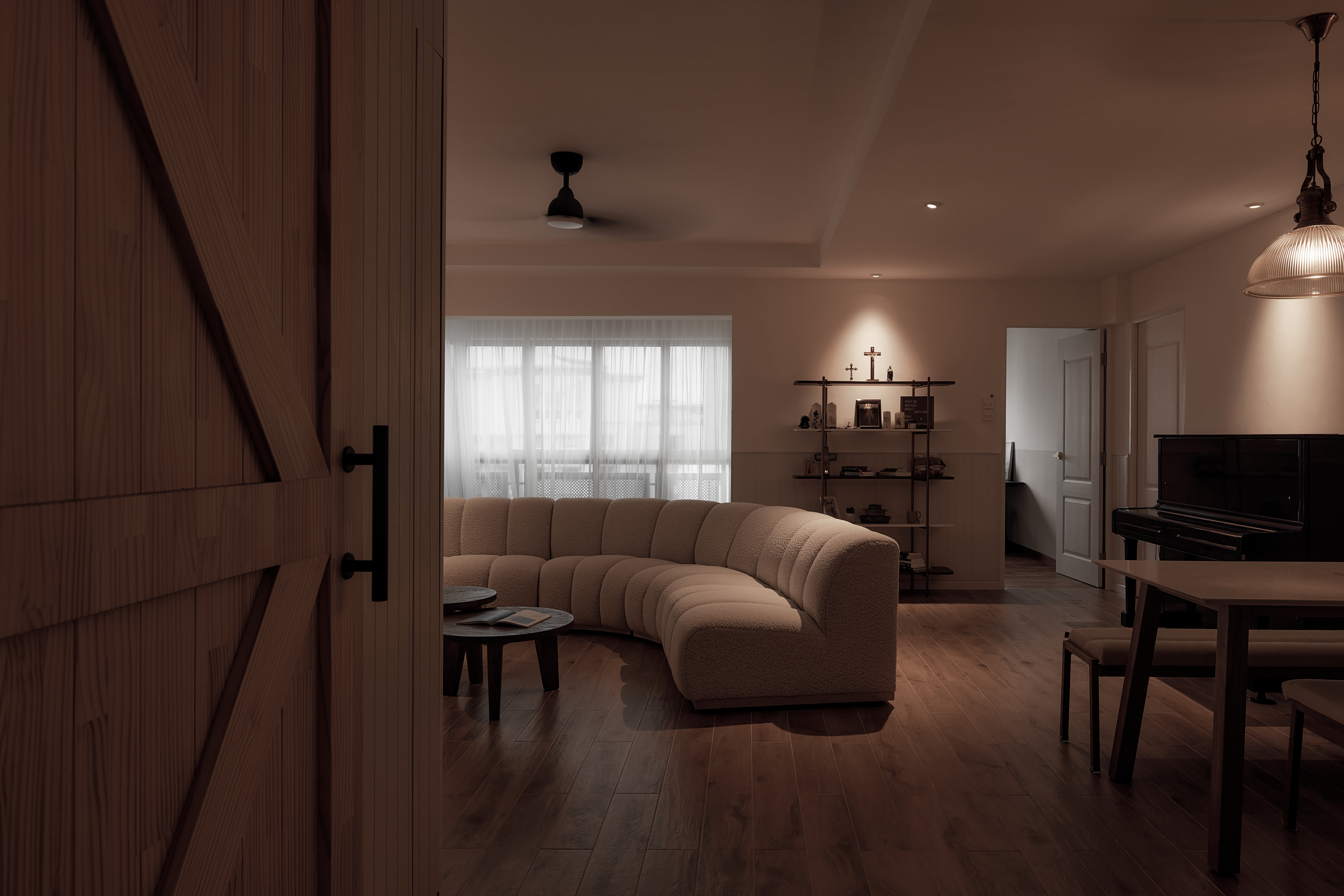 From Barn Door to Panels: Inside Our Modern Farmhouse Living Room - Wooden door frame, rustic charm, cozy interior, modern