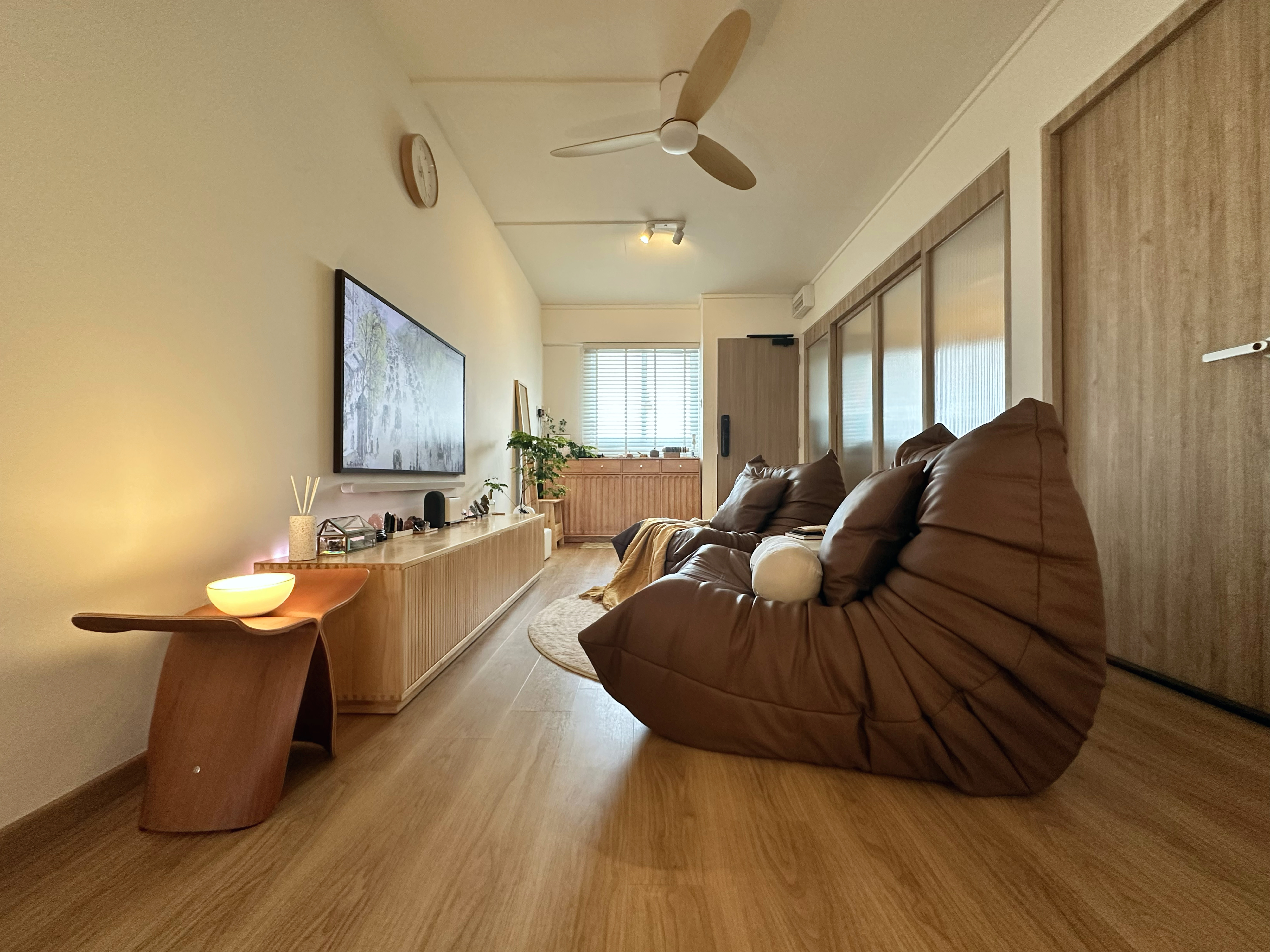A Cosy & Warm Japandi-Inspired Living Room under $5K with No Built-in! - Modern living room, cozy seating area, minimalist