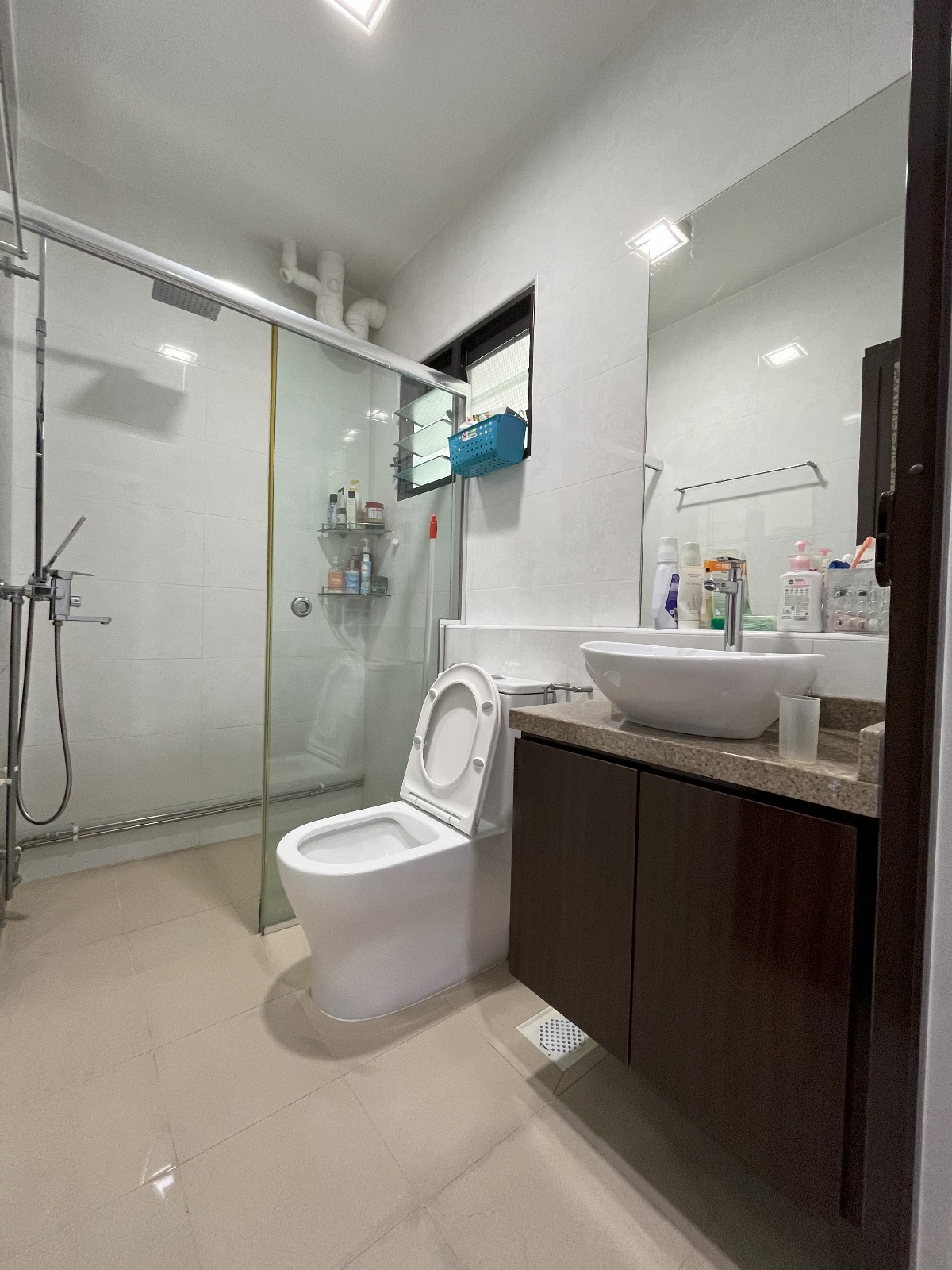 Journey to the west - The beginning of a Modern, Minimalist Maisonette - White tiled bathroom, modern design, glass shower