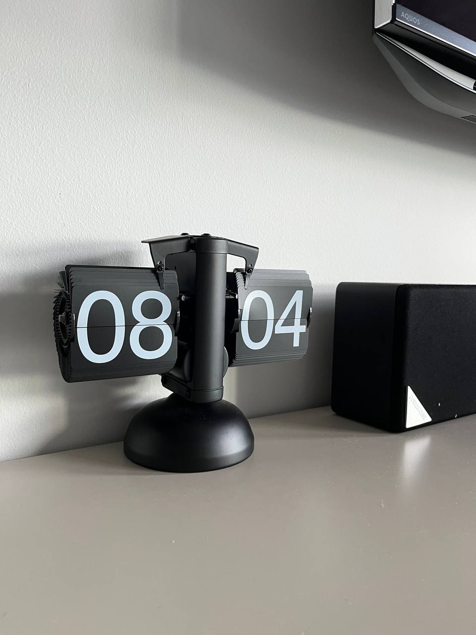 Living Room: Simple & cozy for the homebodies - Digital clock, black stand, modern design, dual display, white numbers, sleek
