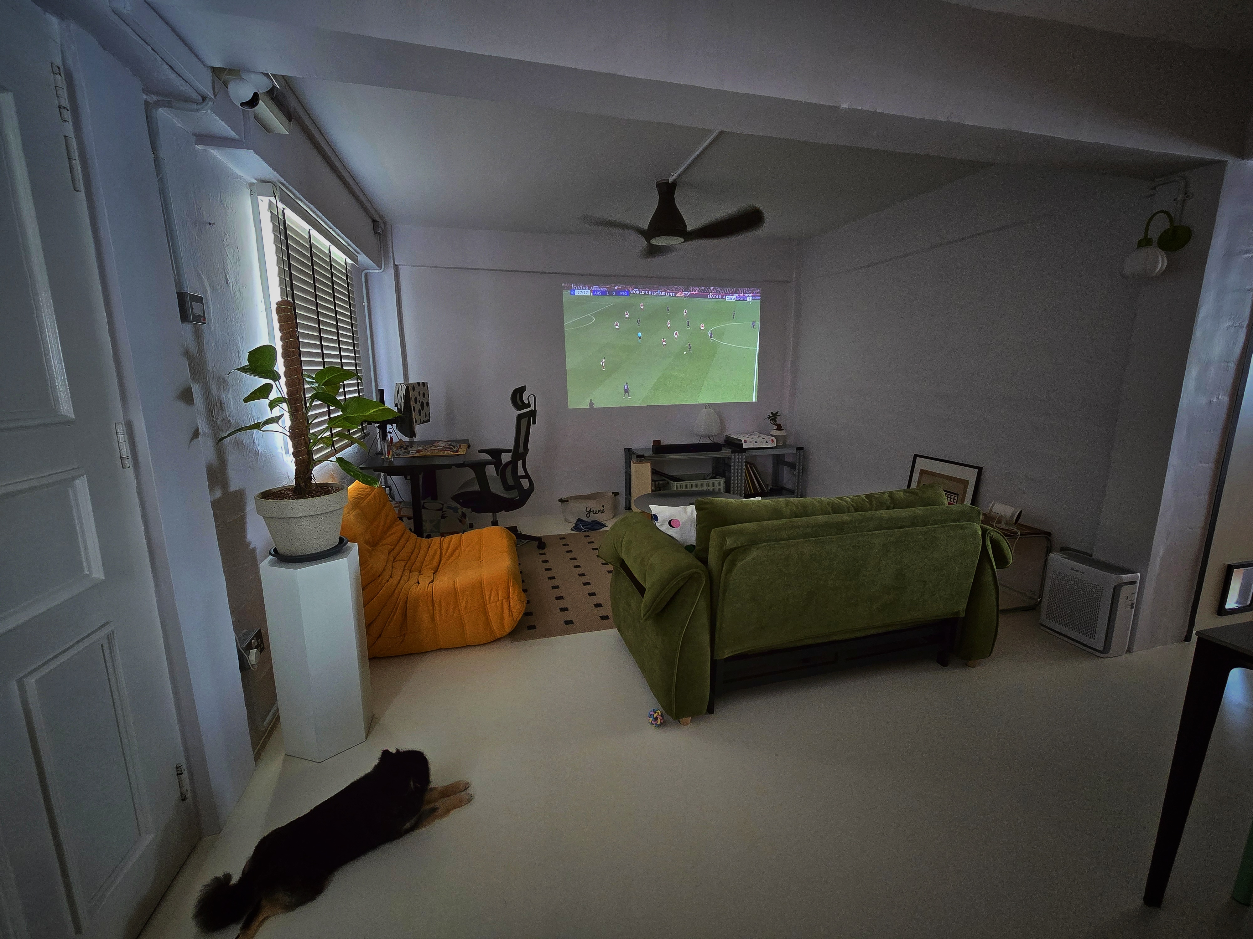 Our 2-in-1 Living Room: A space created for comfort and entertainment  - Living room, cozy room, home theater, sports game