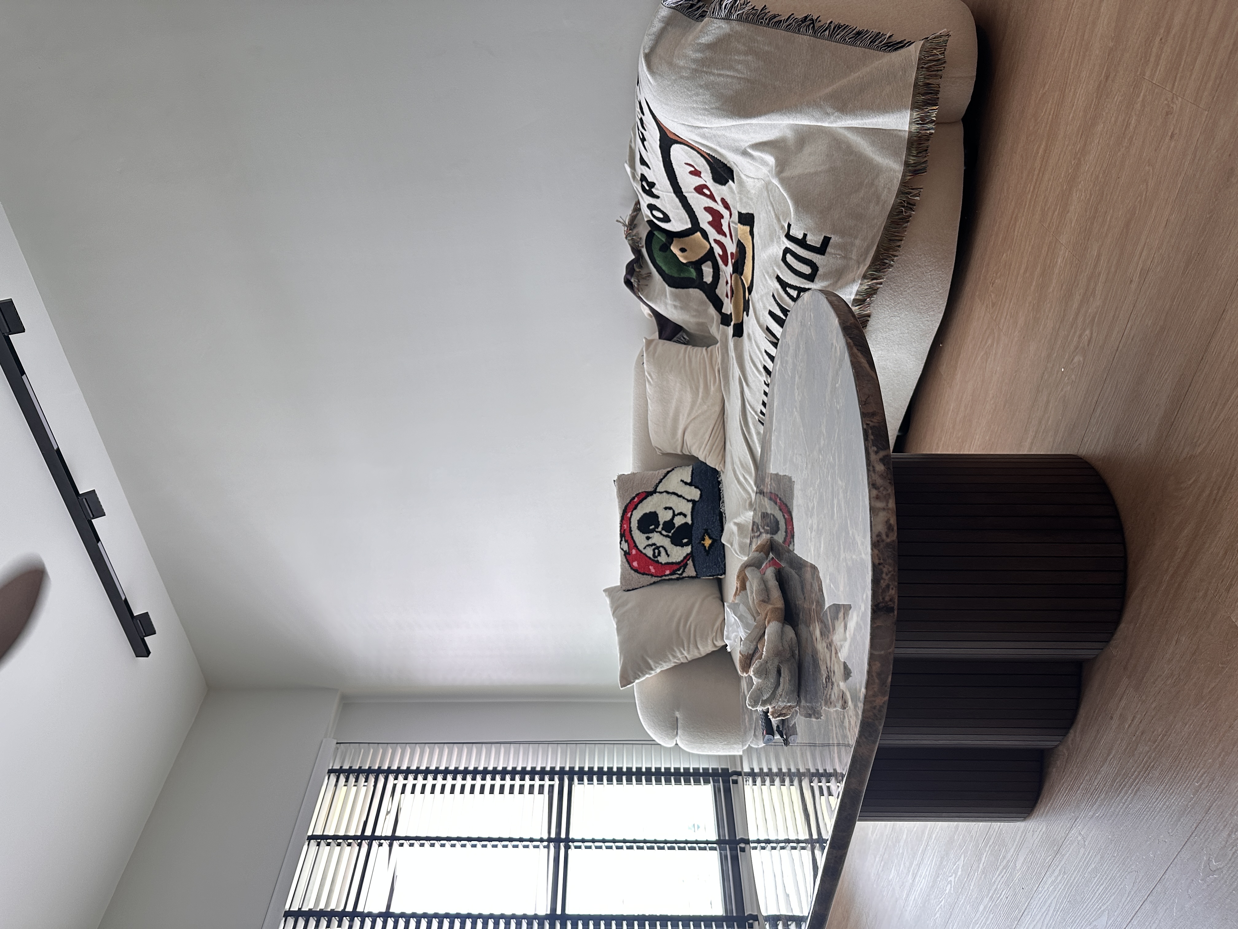 Living Room with No Built-ins | Modern Minimalist in the East <$40K - modern living room, cozy seating, white sofa, plush