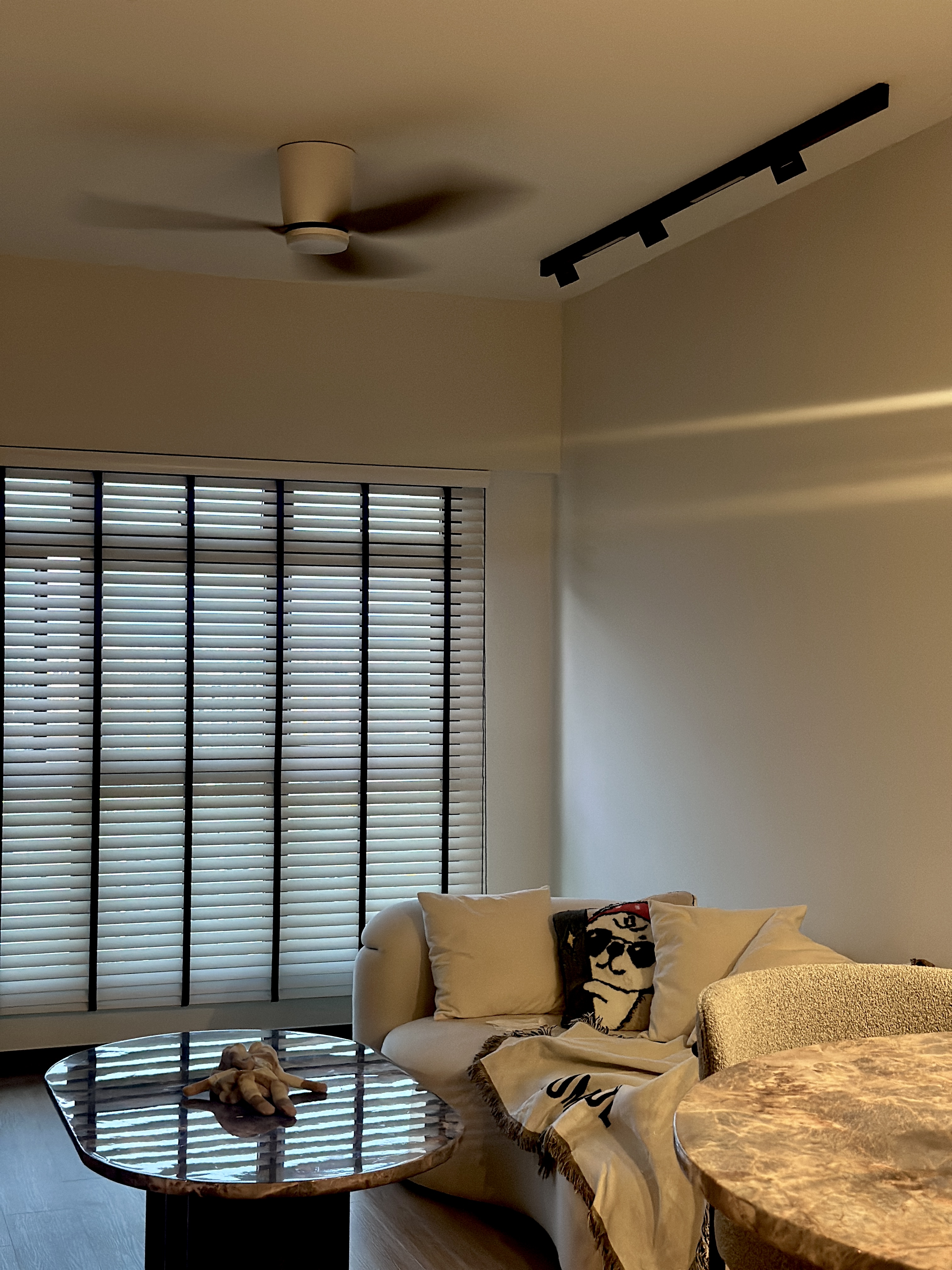 Living Room with No Built-ins | Modern Minimalist in the East <$40K - Modern living room, cozy seating, beige sofa