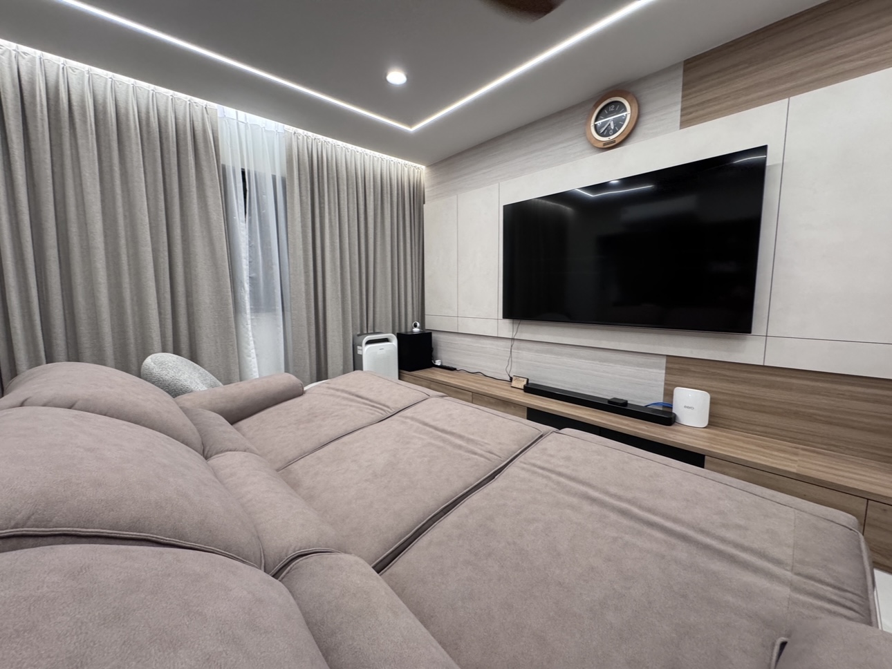 The Heart of our Maisonette : The Living Room - Cozy and Functional - Modern living room, cozy seating, large sectional