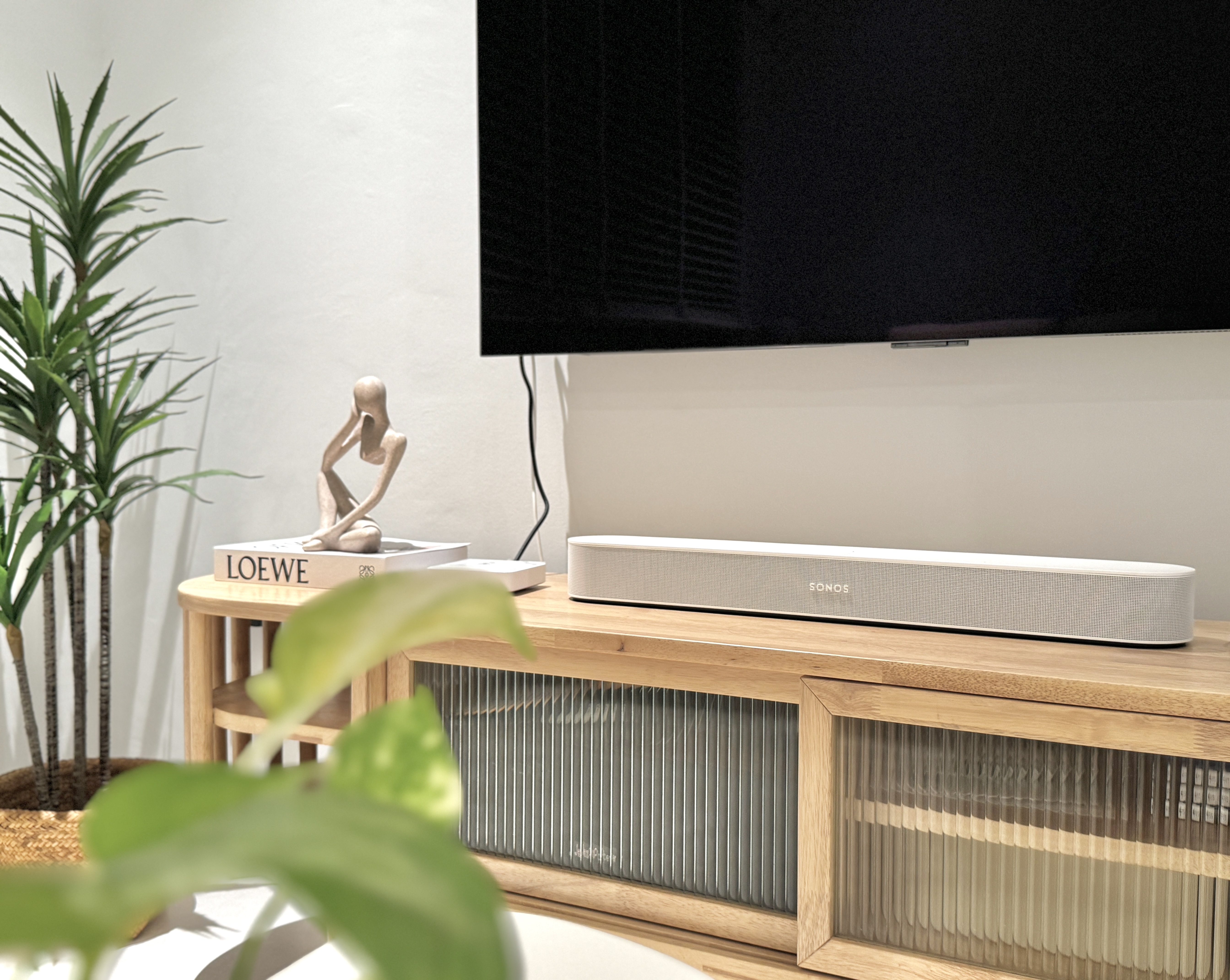 Modern Scandi Living Room with ZERO CARPENTRY 🤍 (Tips in captions) - Wooden TV stand, modern living room, minimalist decor