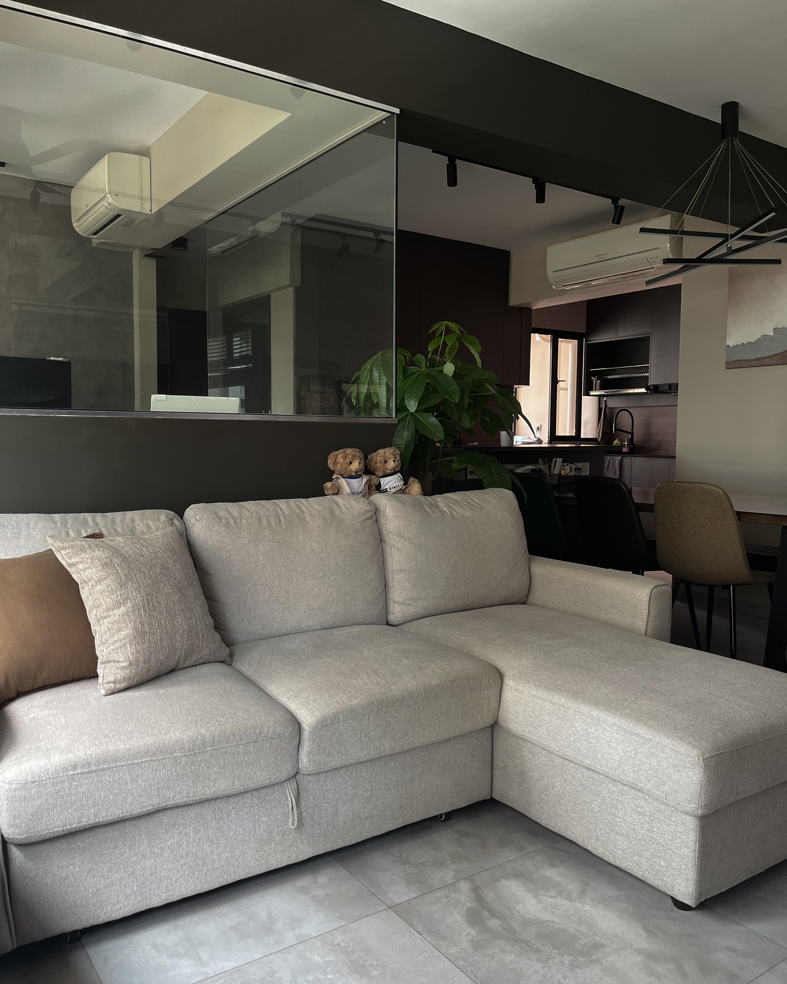 Minimalism with a Twist: Our Dark Contemporary Living Room in Hougang - Modern living room, minimalist design, neutral color