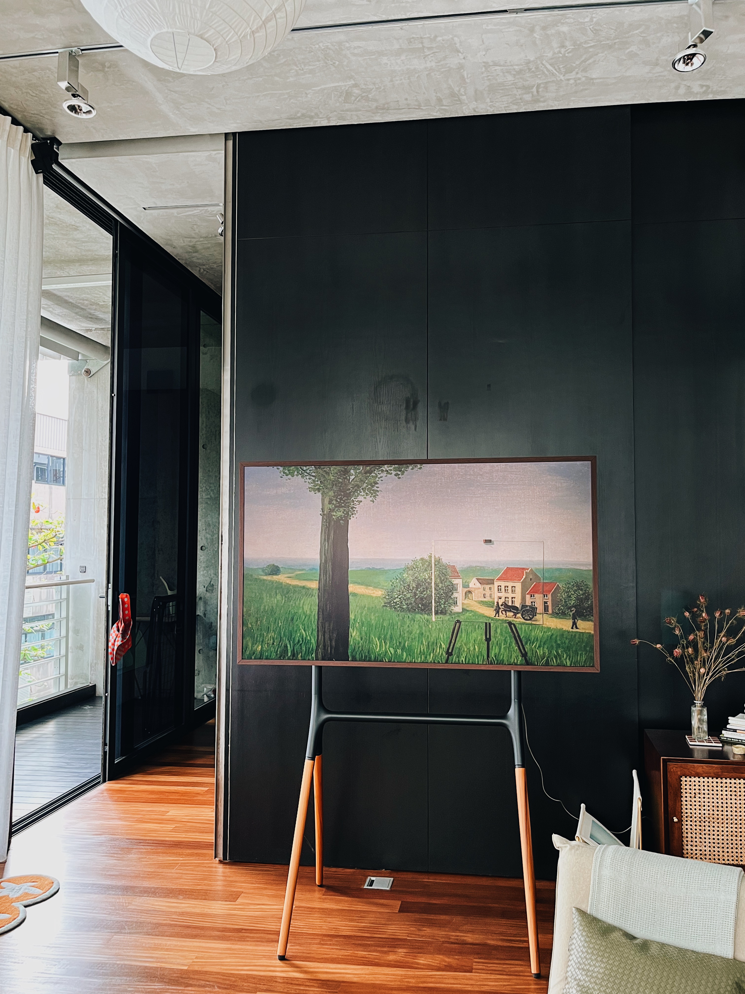 often rearranging — eclectic whimsical home in central sg - modern living room, contemporary art, abstract painting